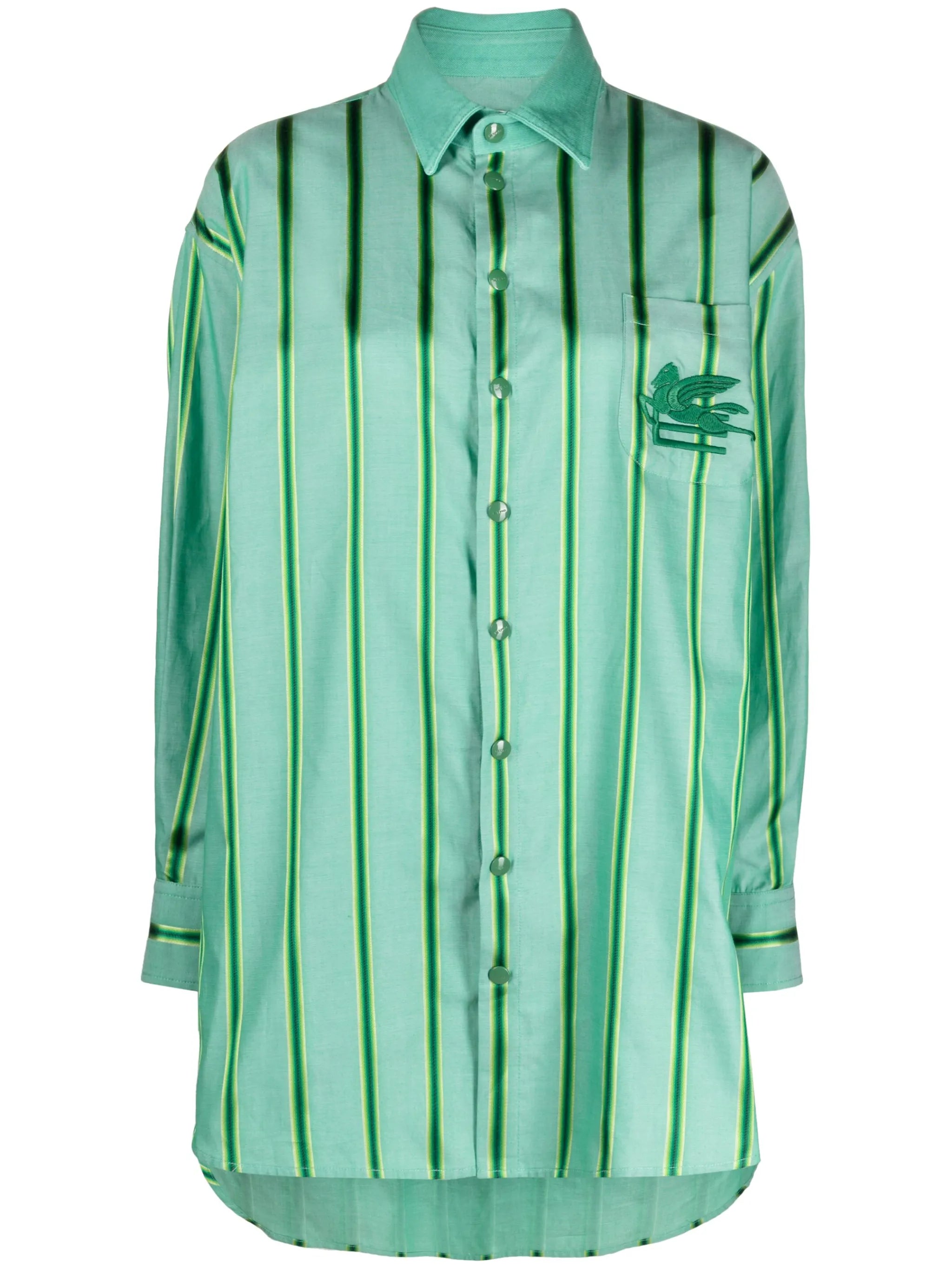 logo-embroidered striped shirt