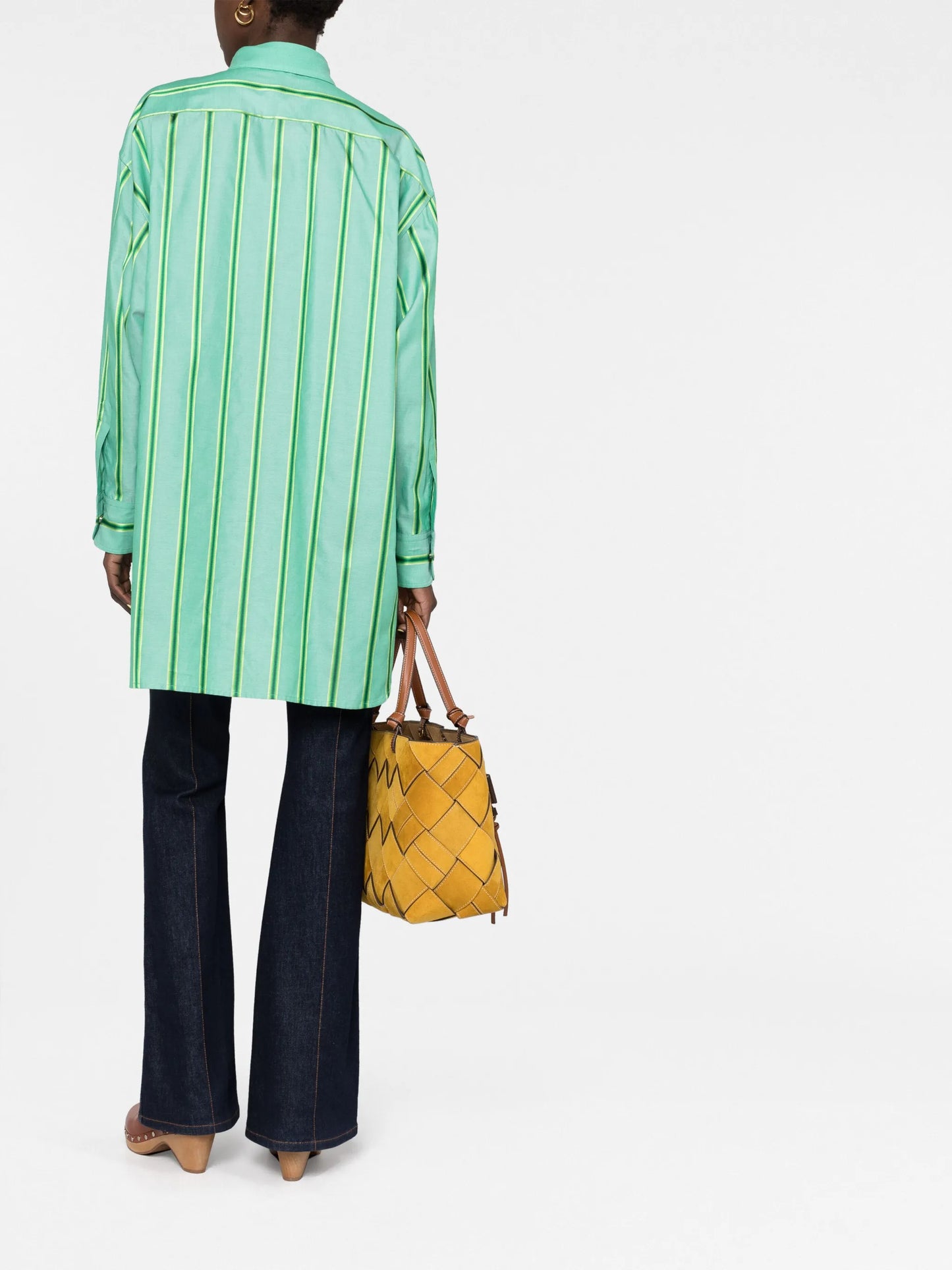 logo-embroidered striped shirt
