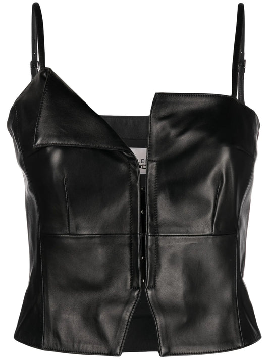 Clio leather cropped top