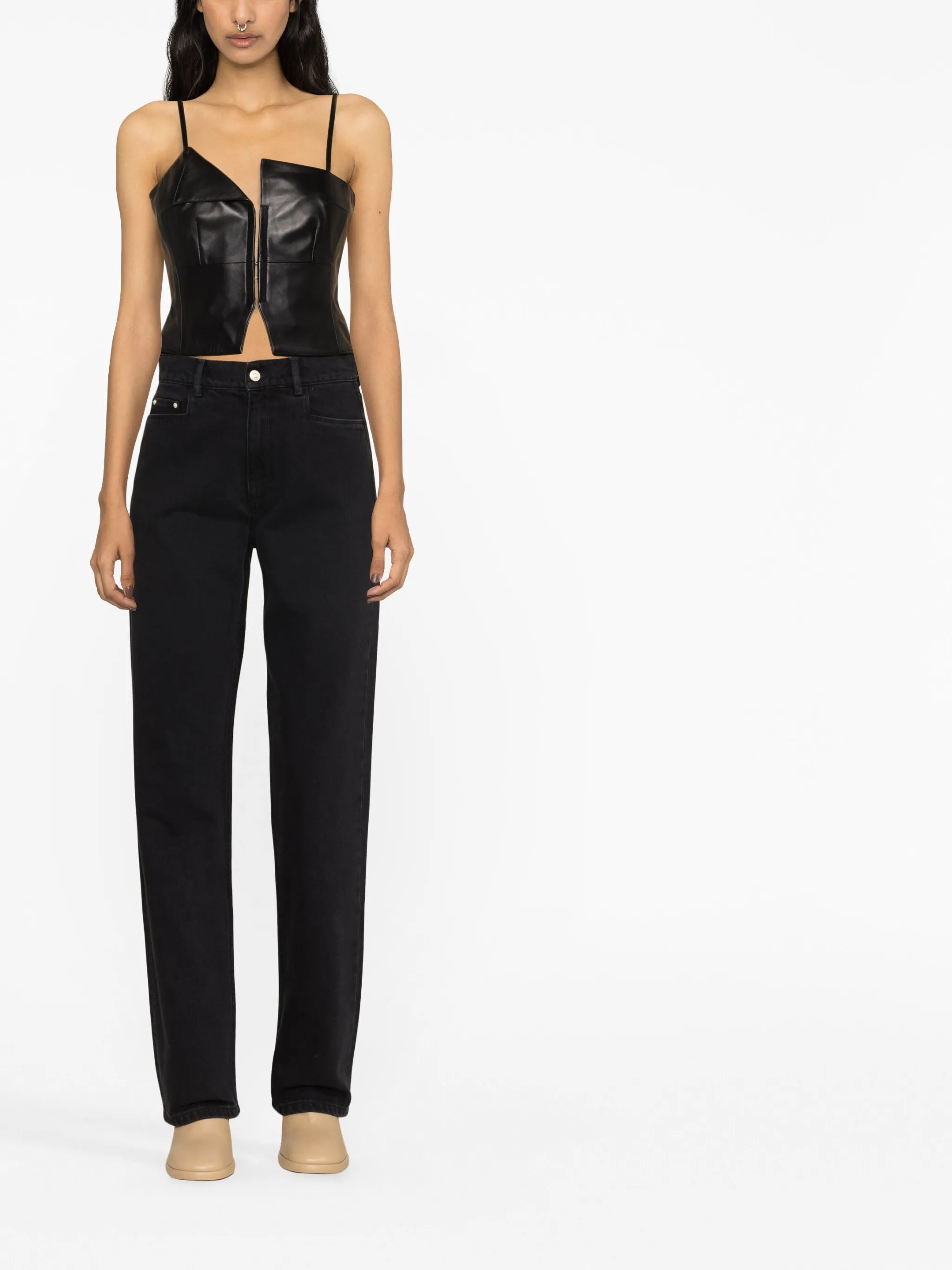 Clio leather cropped top
