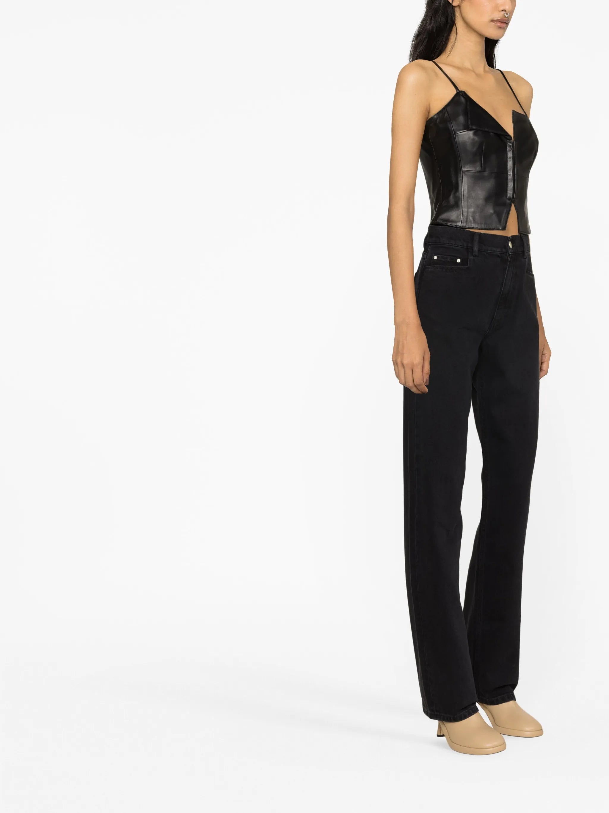 Clio leather cropped top