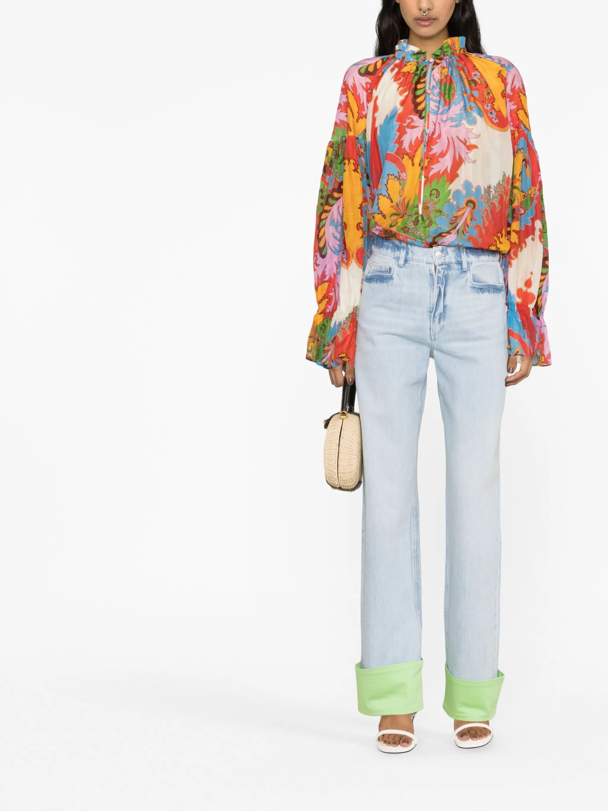 Poppy contrast-panel straight-leg jeans