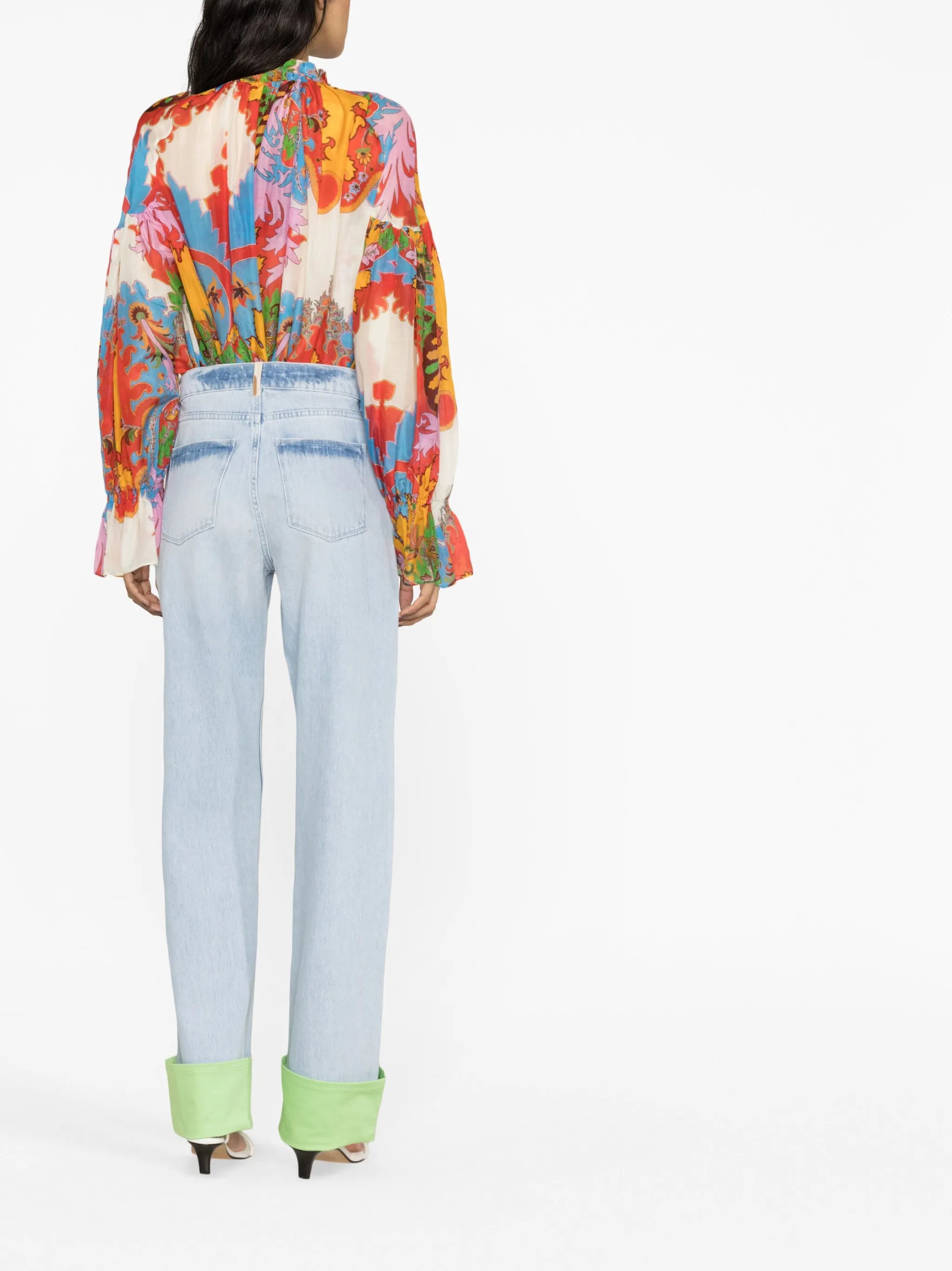 Poppy contrast-panel straight-leg jeans
