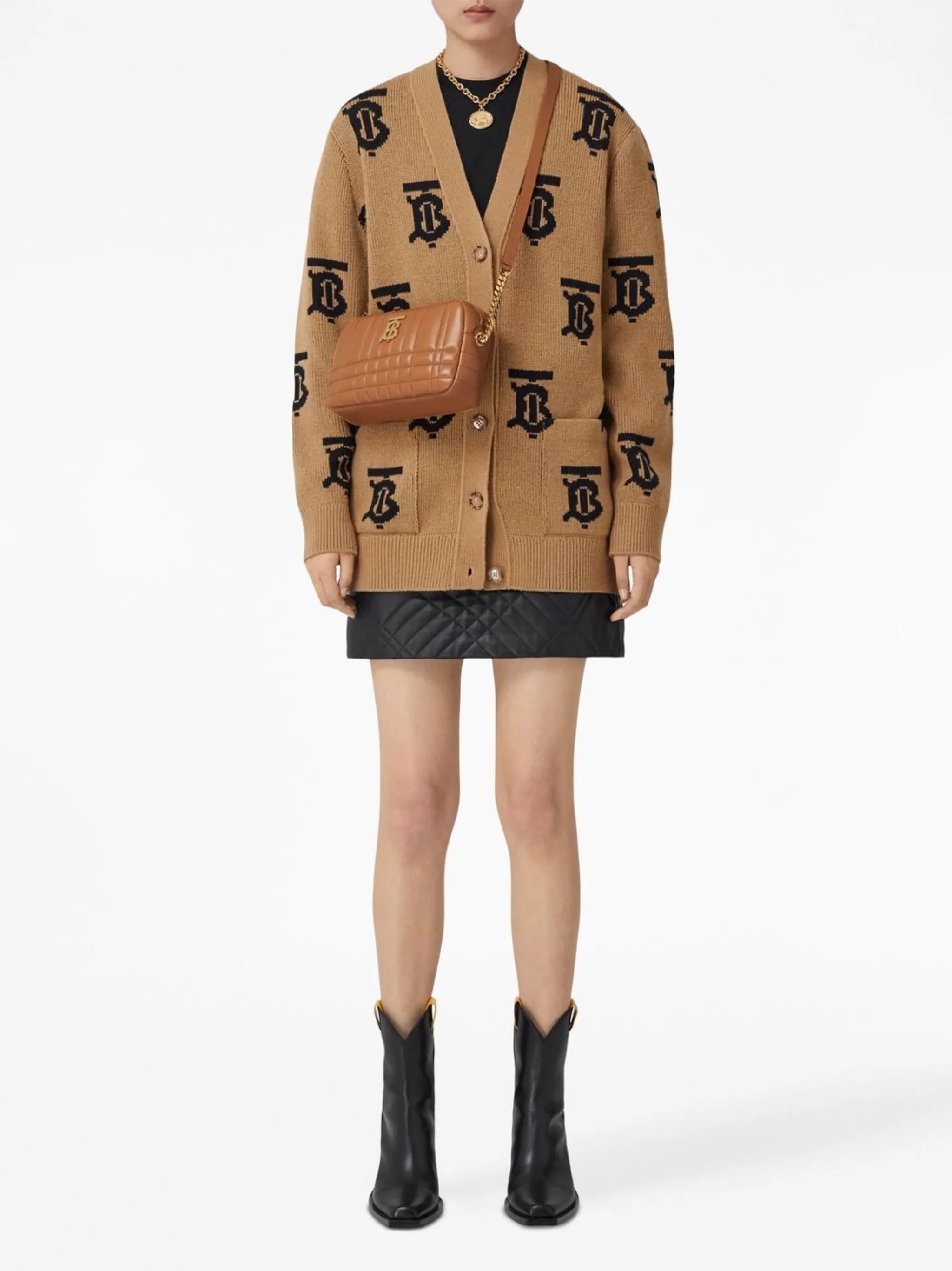 monogram intarsia-knit cardigan