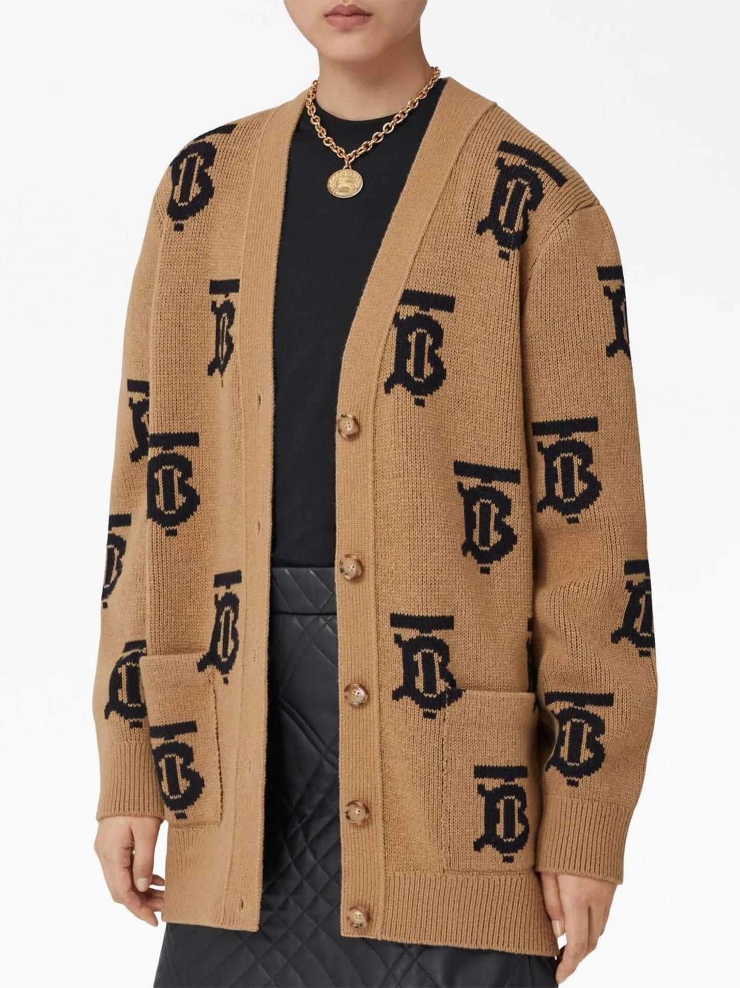 monogram intarsia-knit cardigan