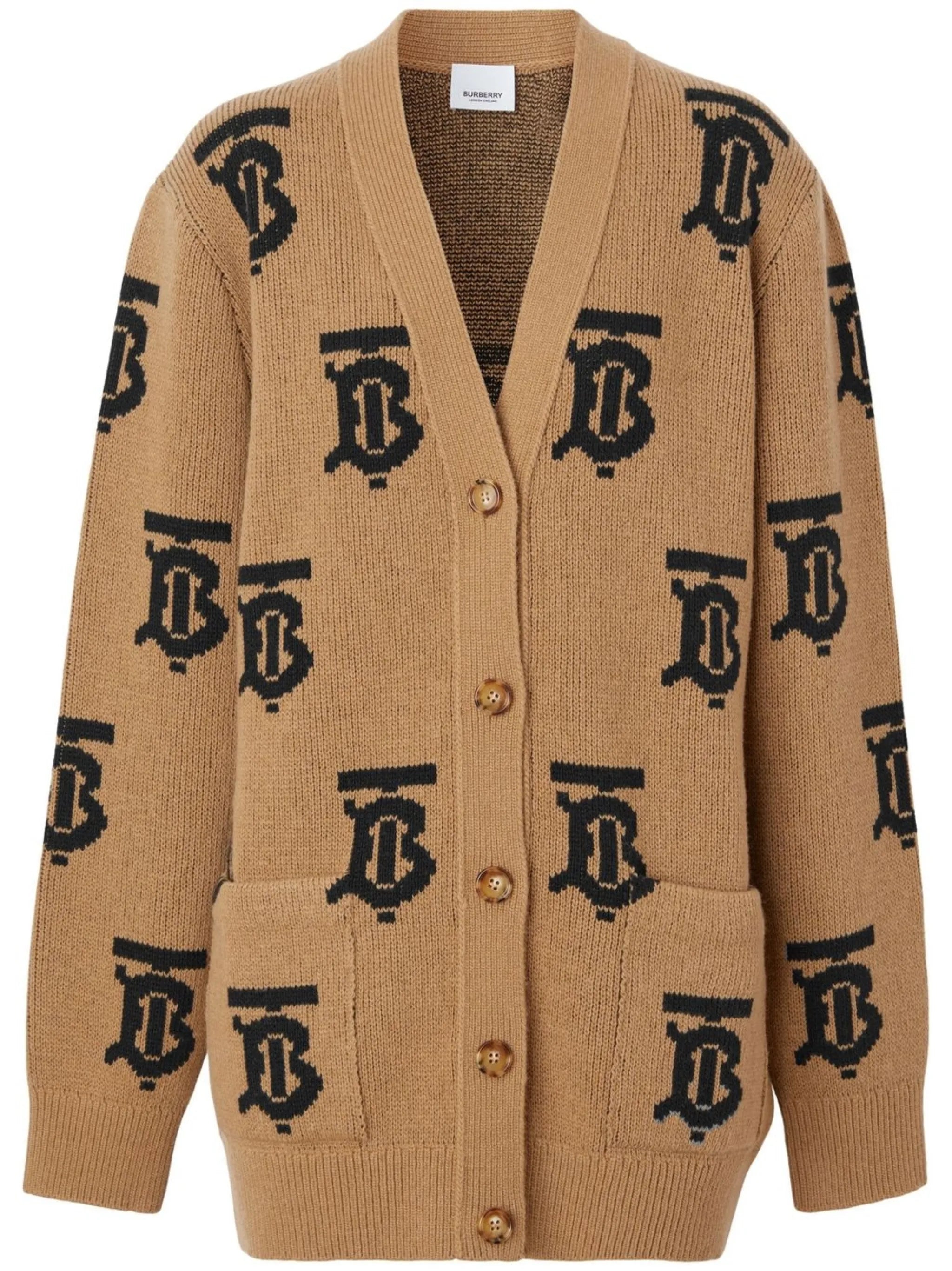 monogram intarsia-knit cardigan