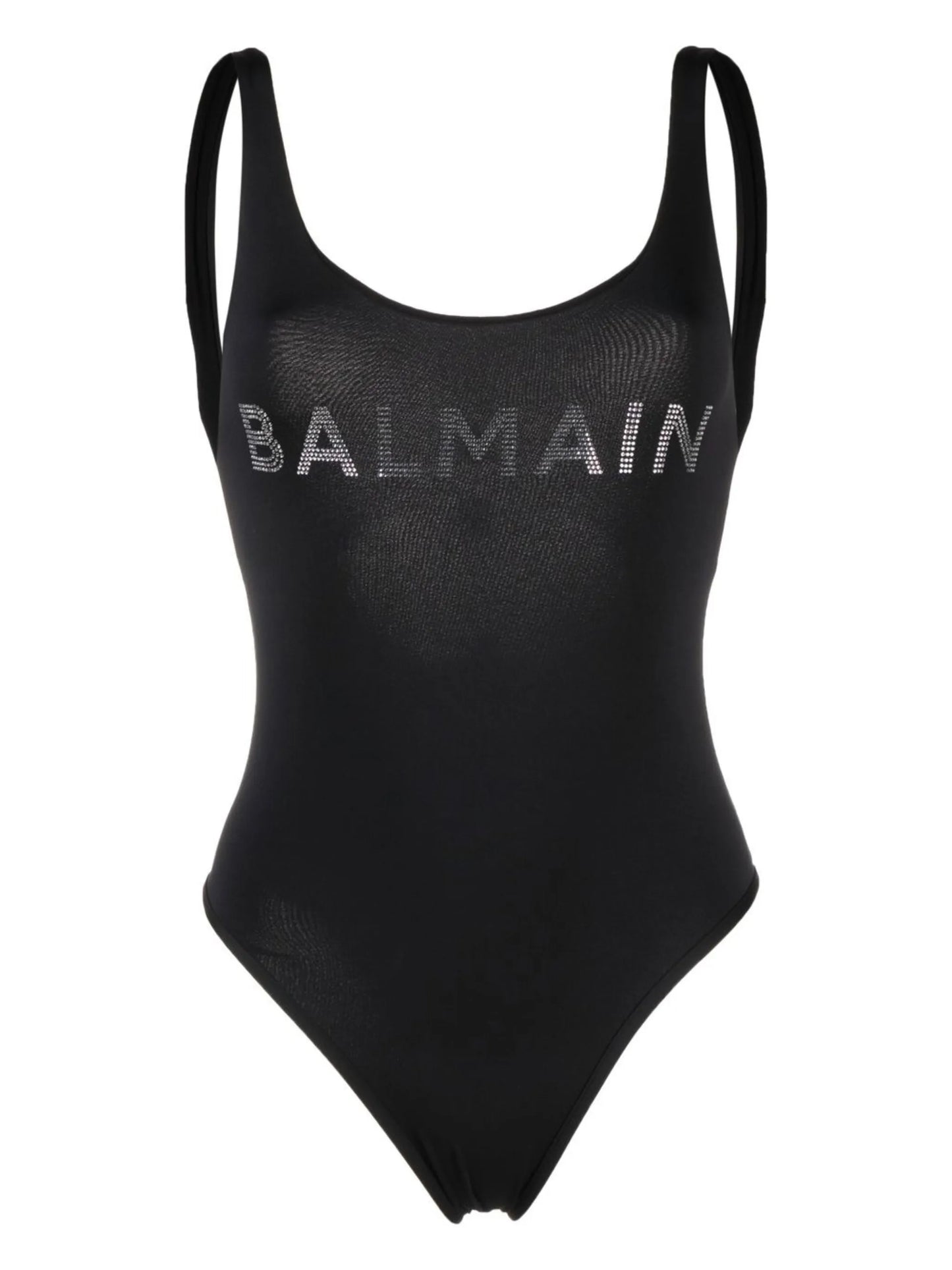 stud-logo U-neck swimsuit