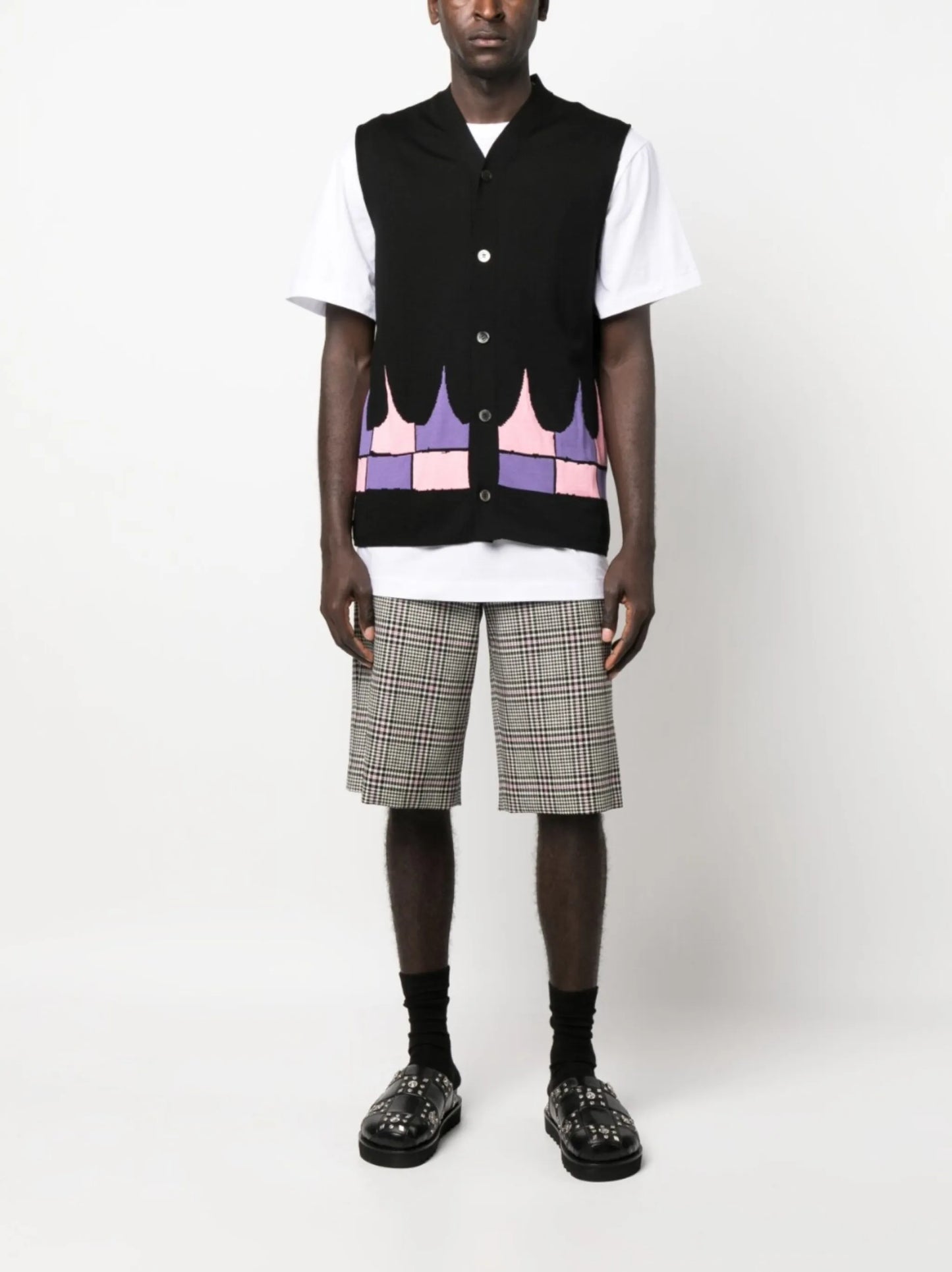 houndstooth knee-length wool shorts