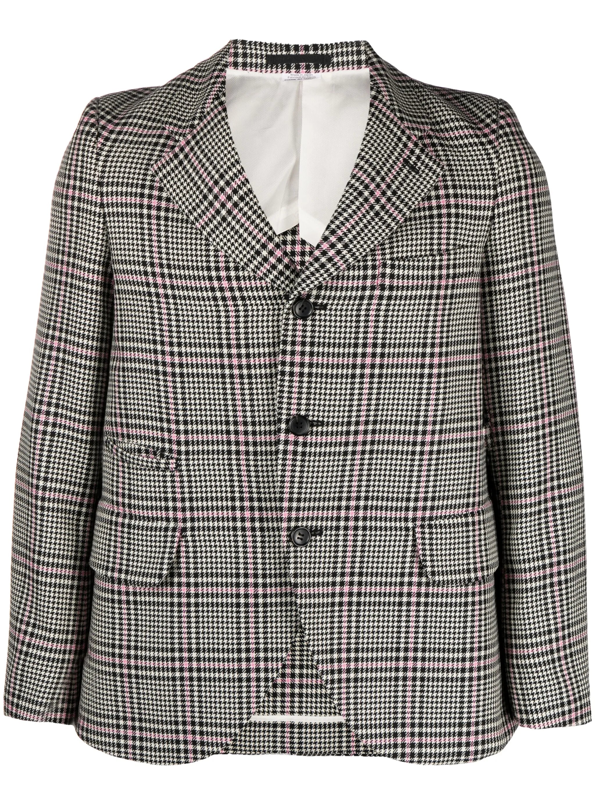 houndstooth single-breasted wool blazer