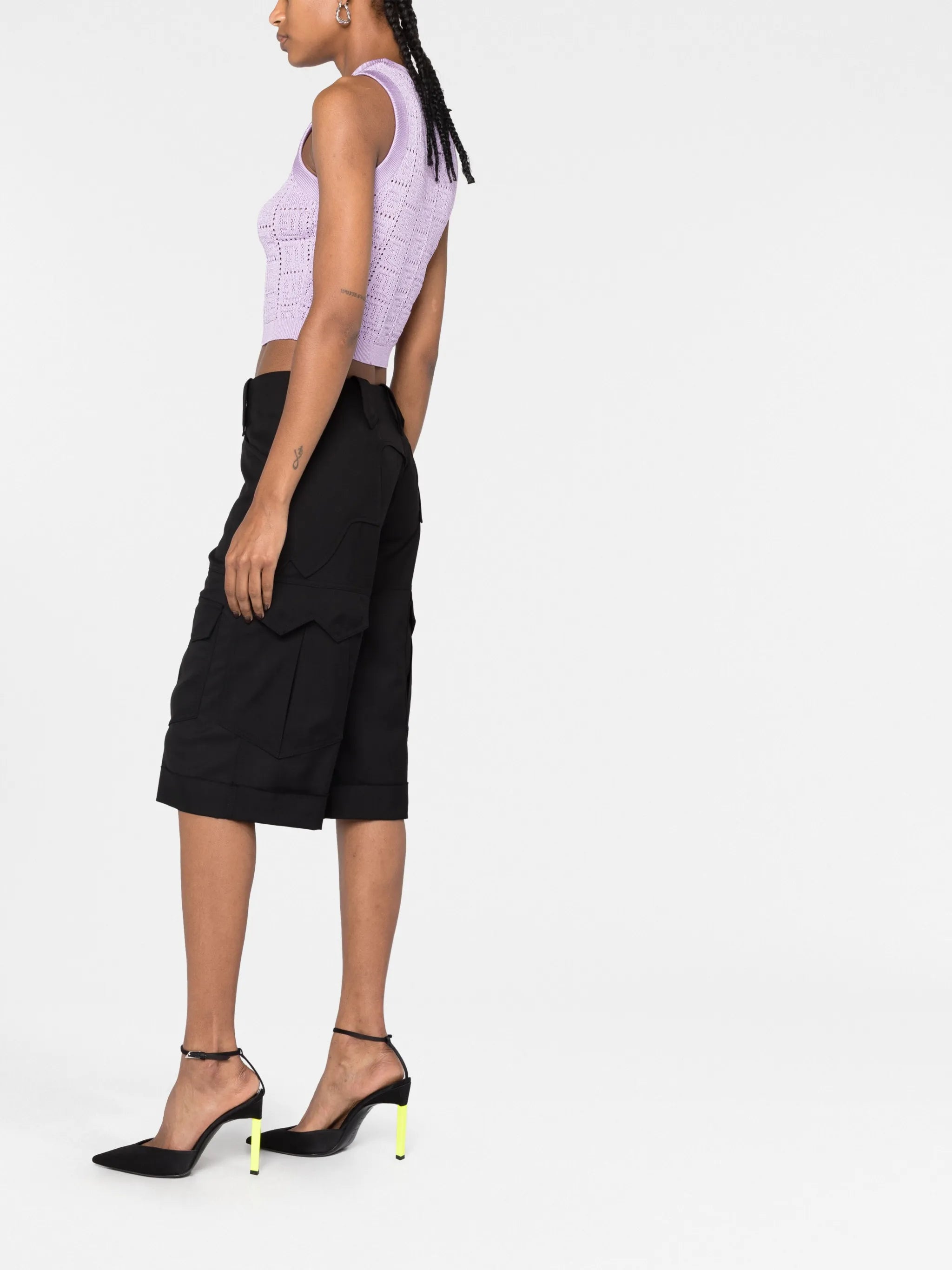 mid-rise twill cargo shorts