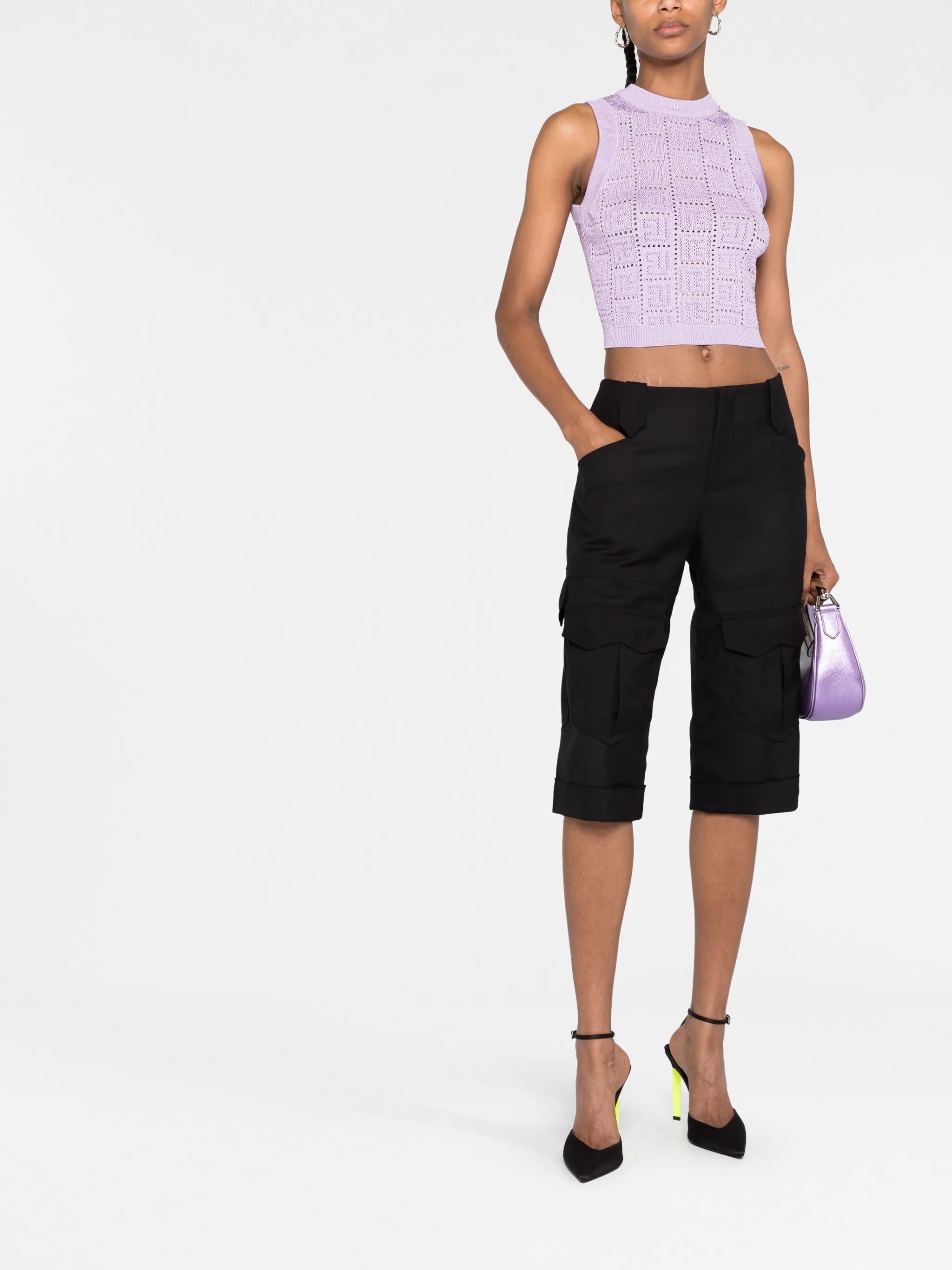 mid-rise twill cargo shorts
