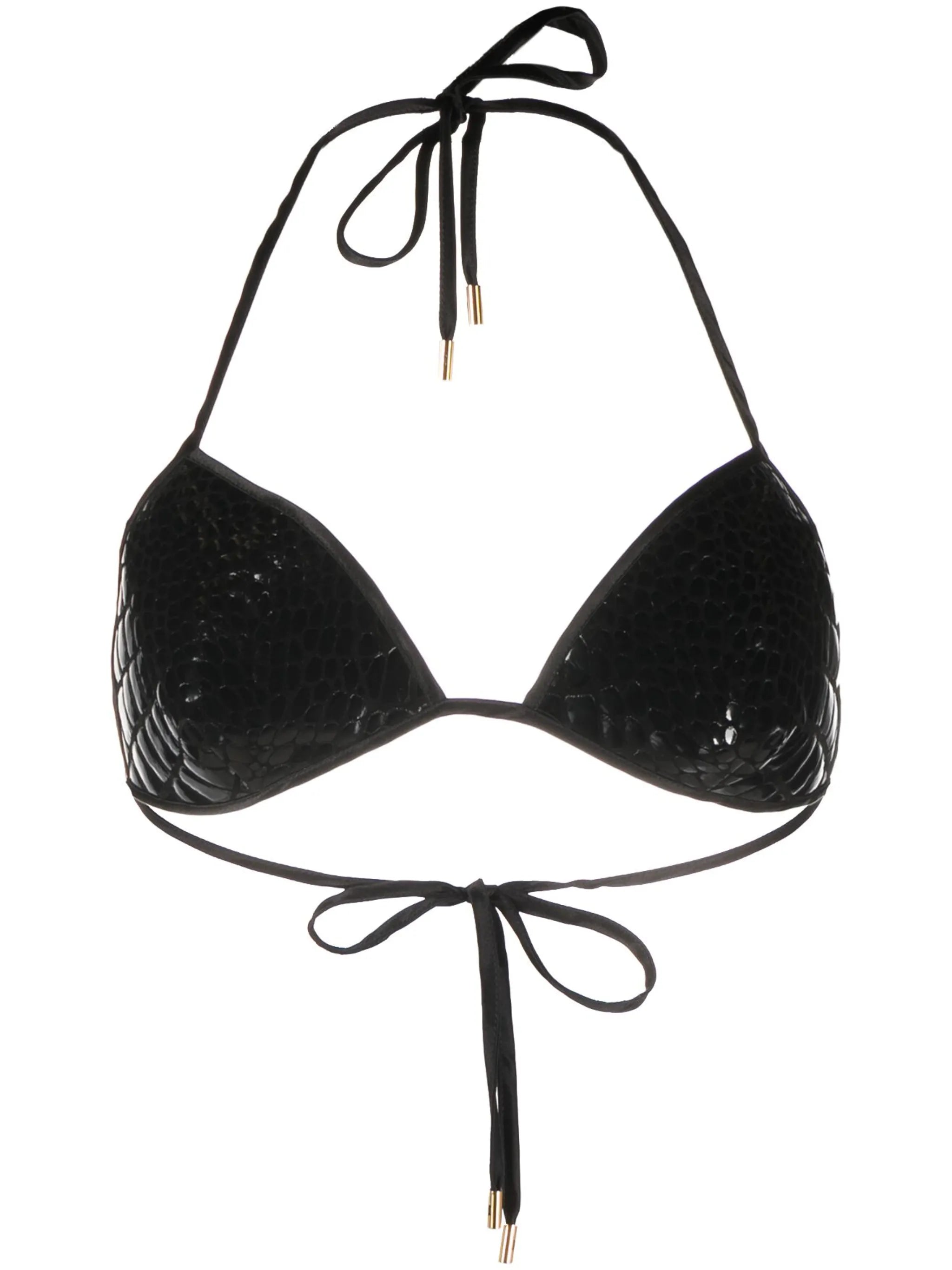 crocodile-effect leather bralette top