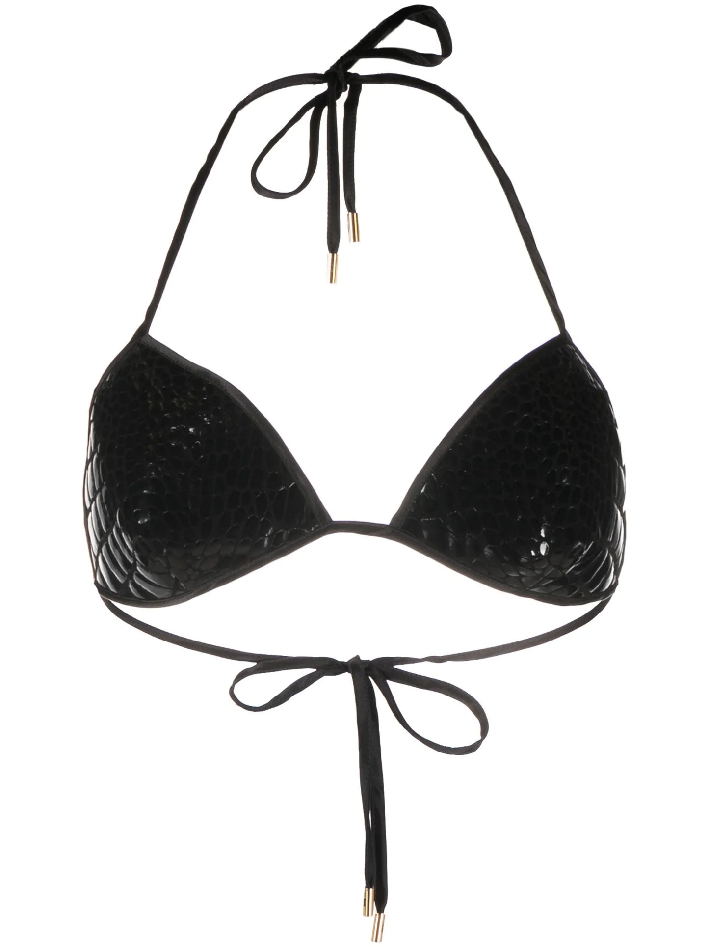 crocodile-effect leather bralette top
