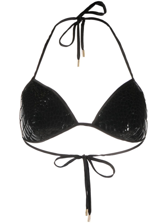 crocodile-effect leather bralette top