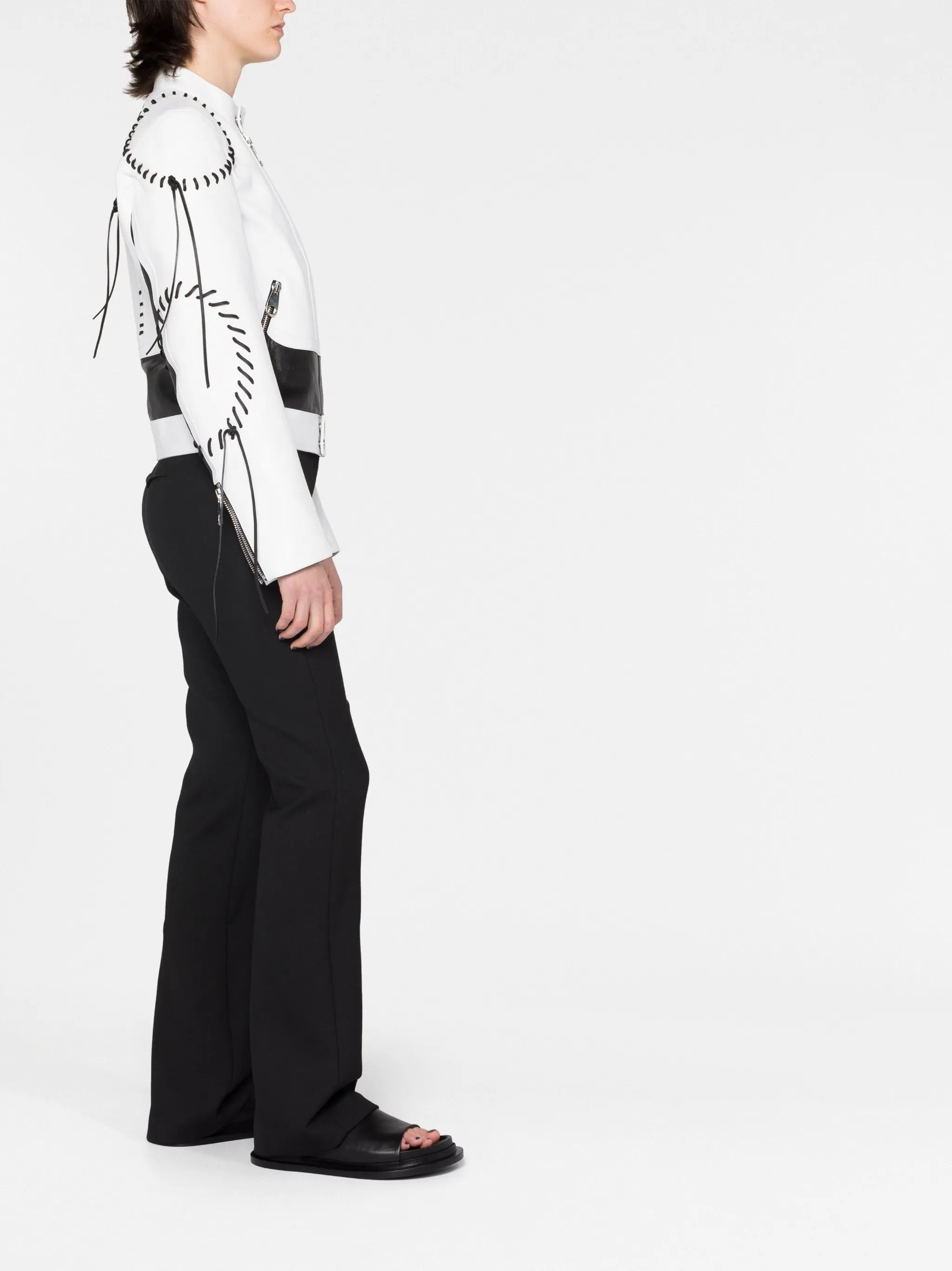 whipstitch-detailing leather jacket