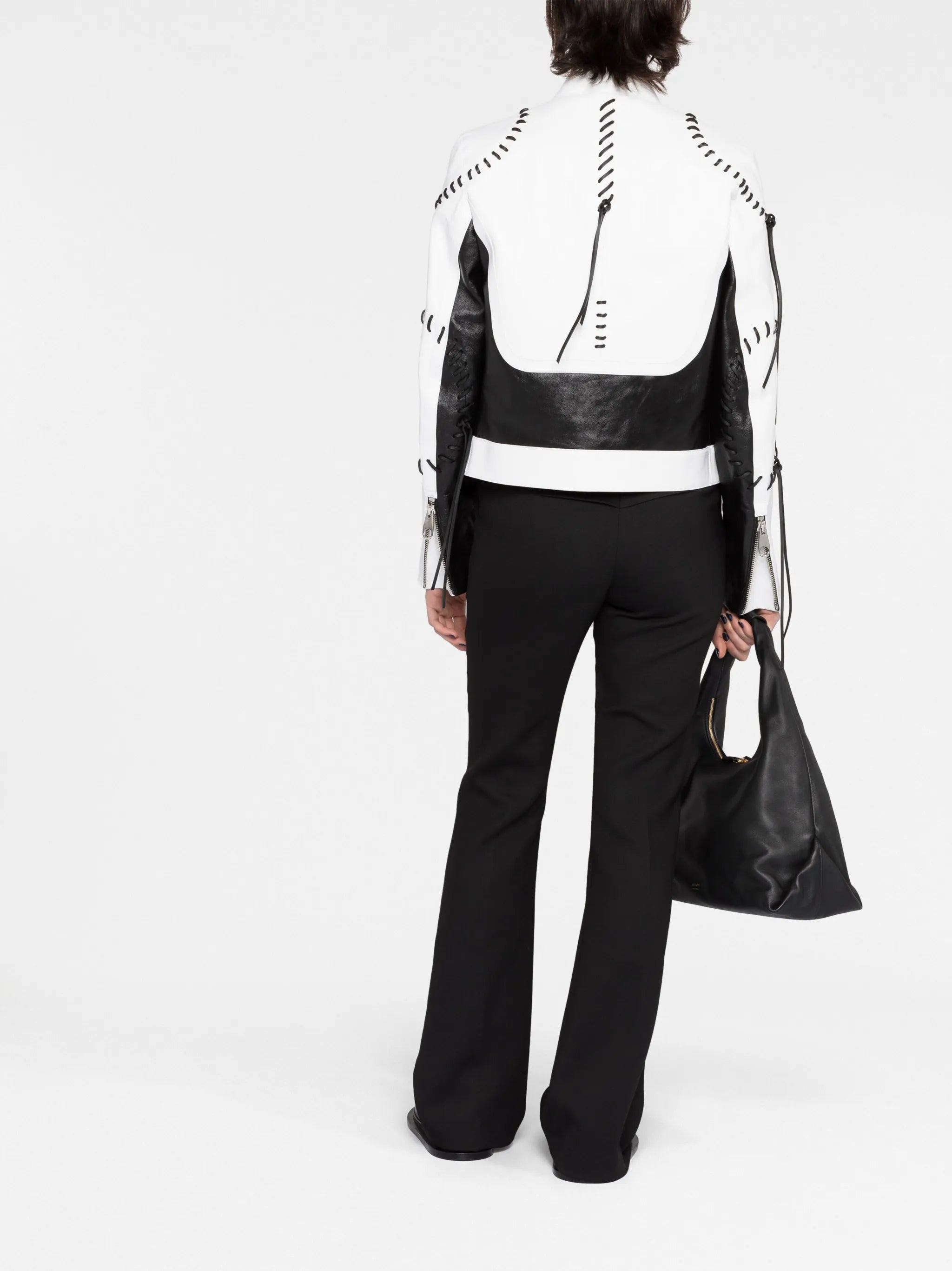 whipstitch-detailing leather jacket