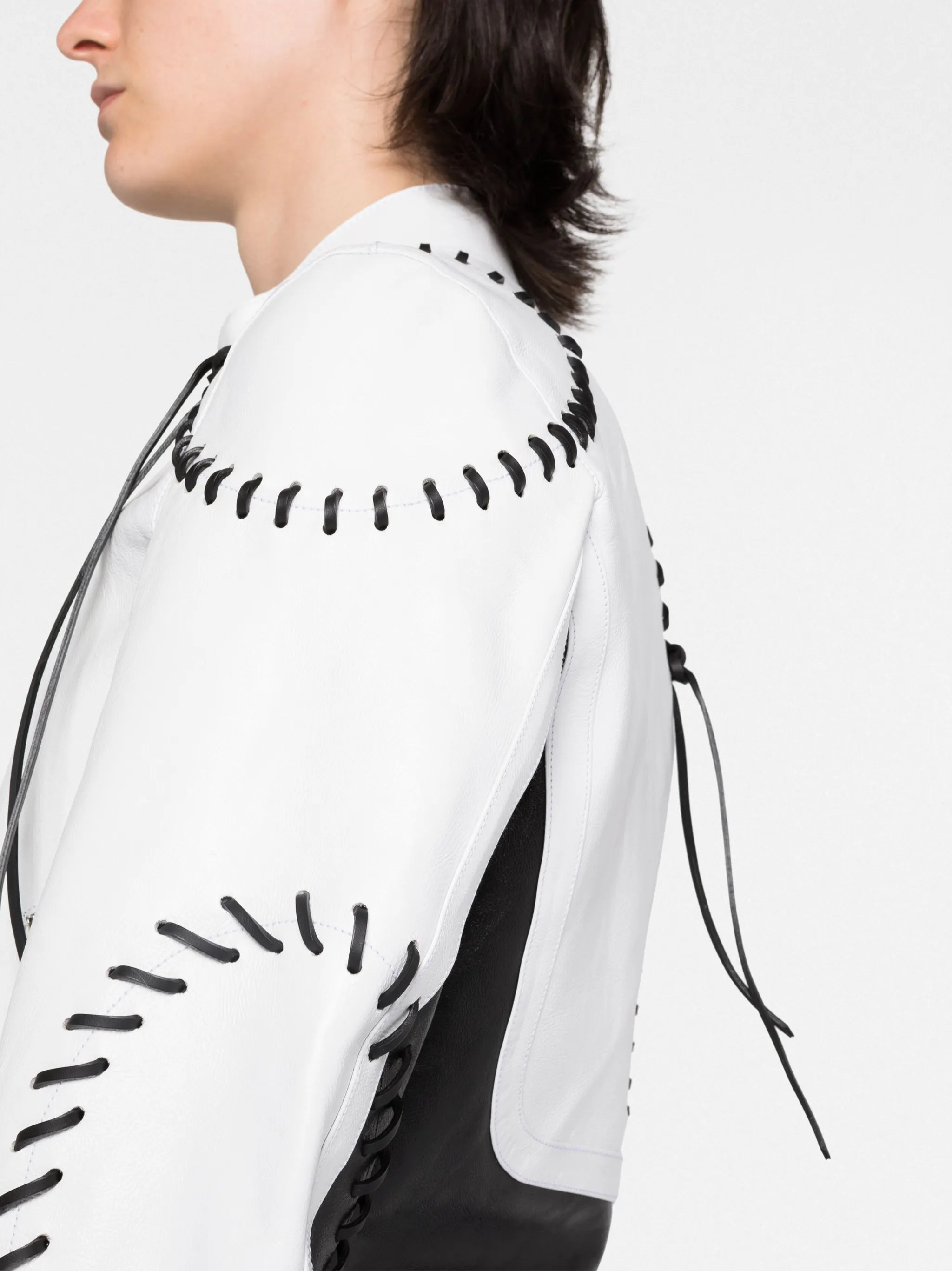 whipstitch-detailing leather jacket