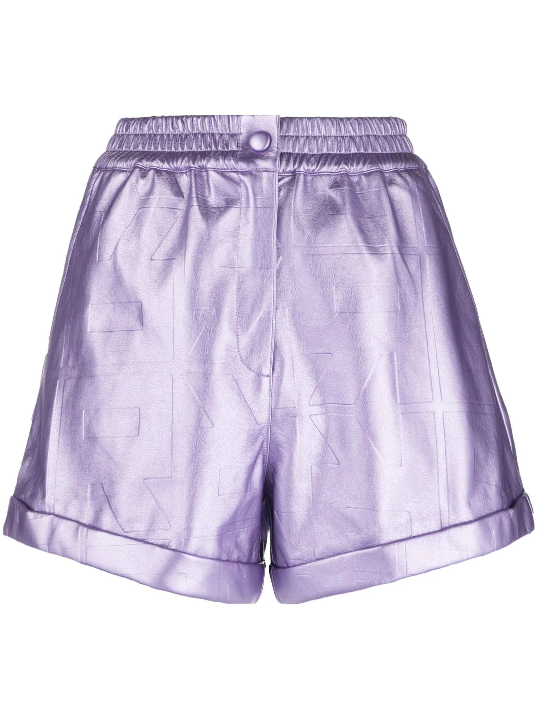 Belina embossed-logo metallic shorts