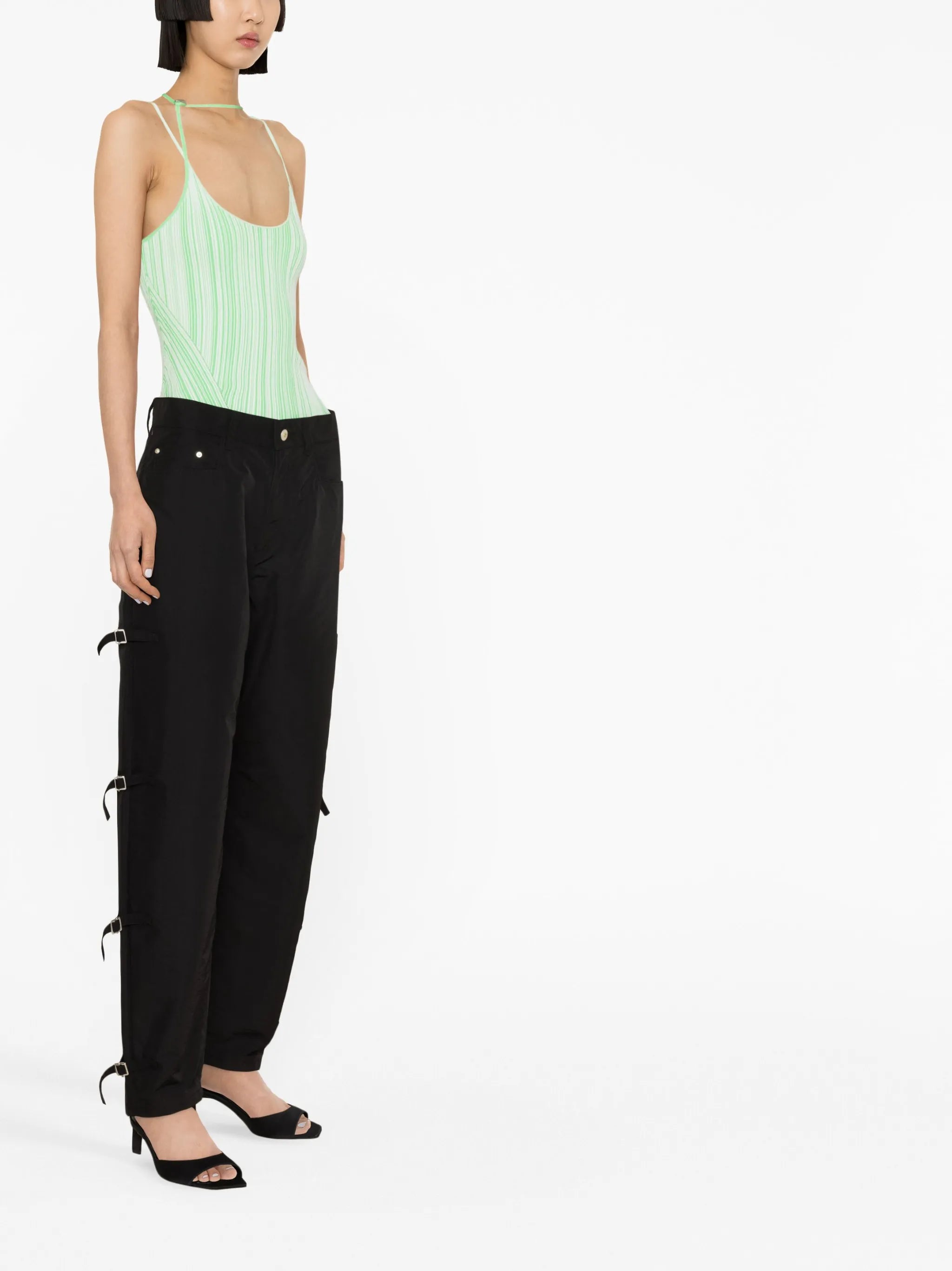 buckle-detail tapered trousers