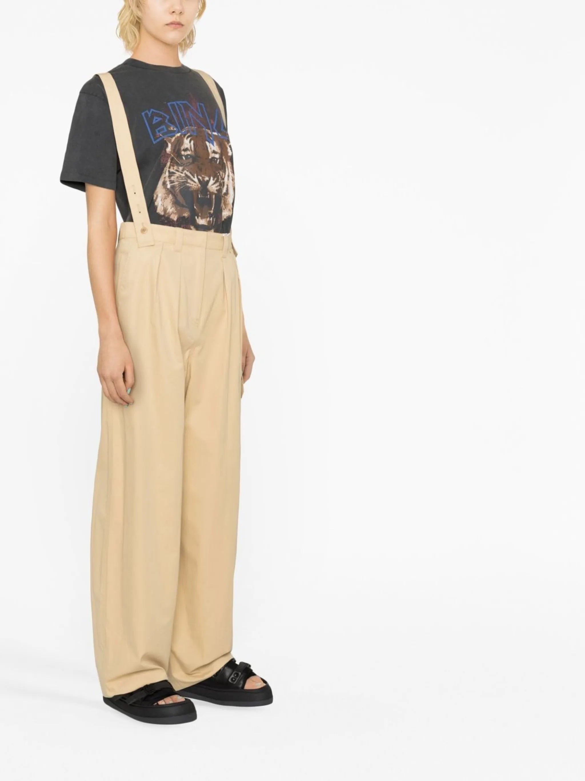 straight-leg braces cargo trousers