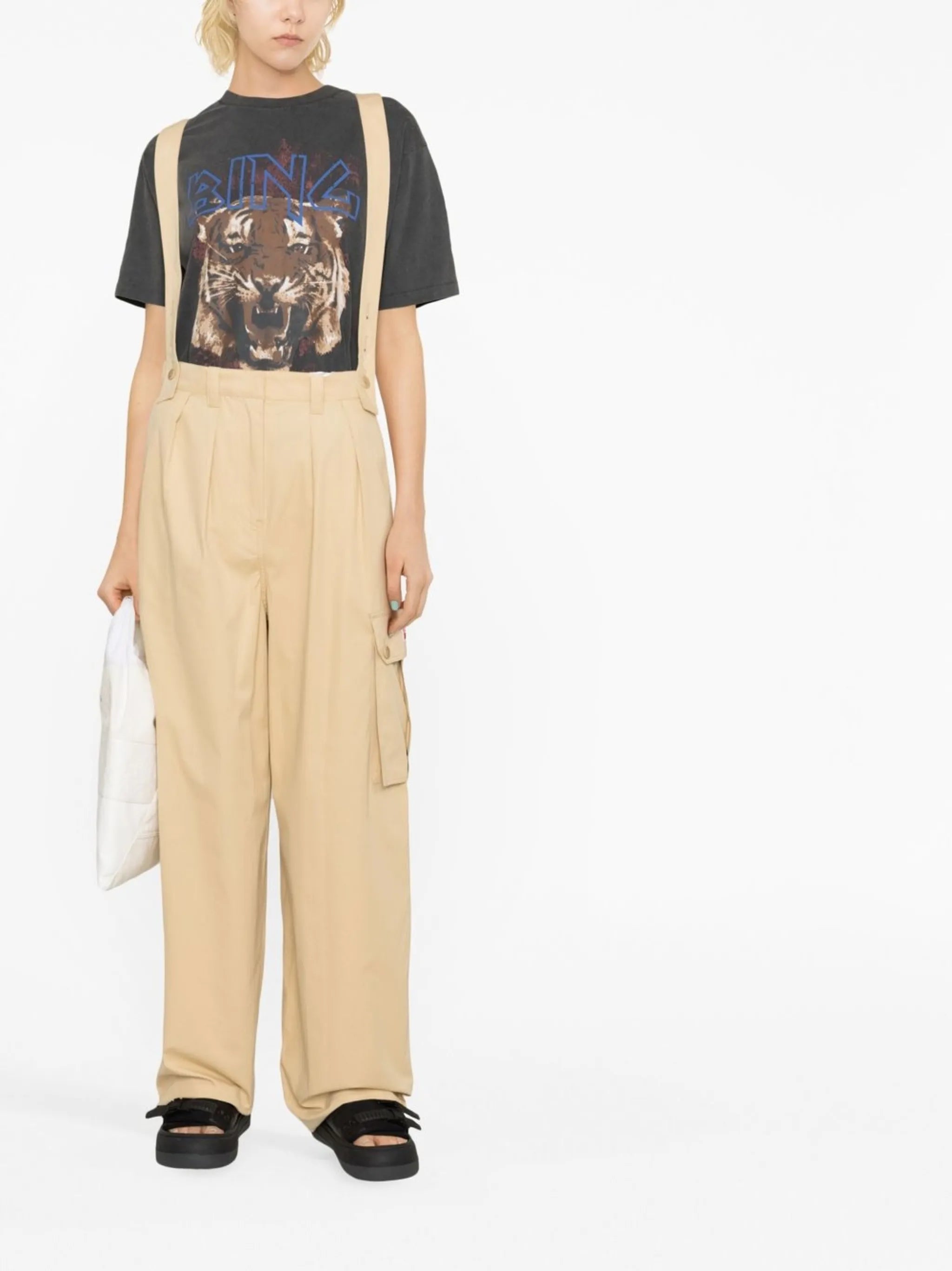 straight-leg braces cargo trousers