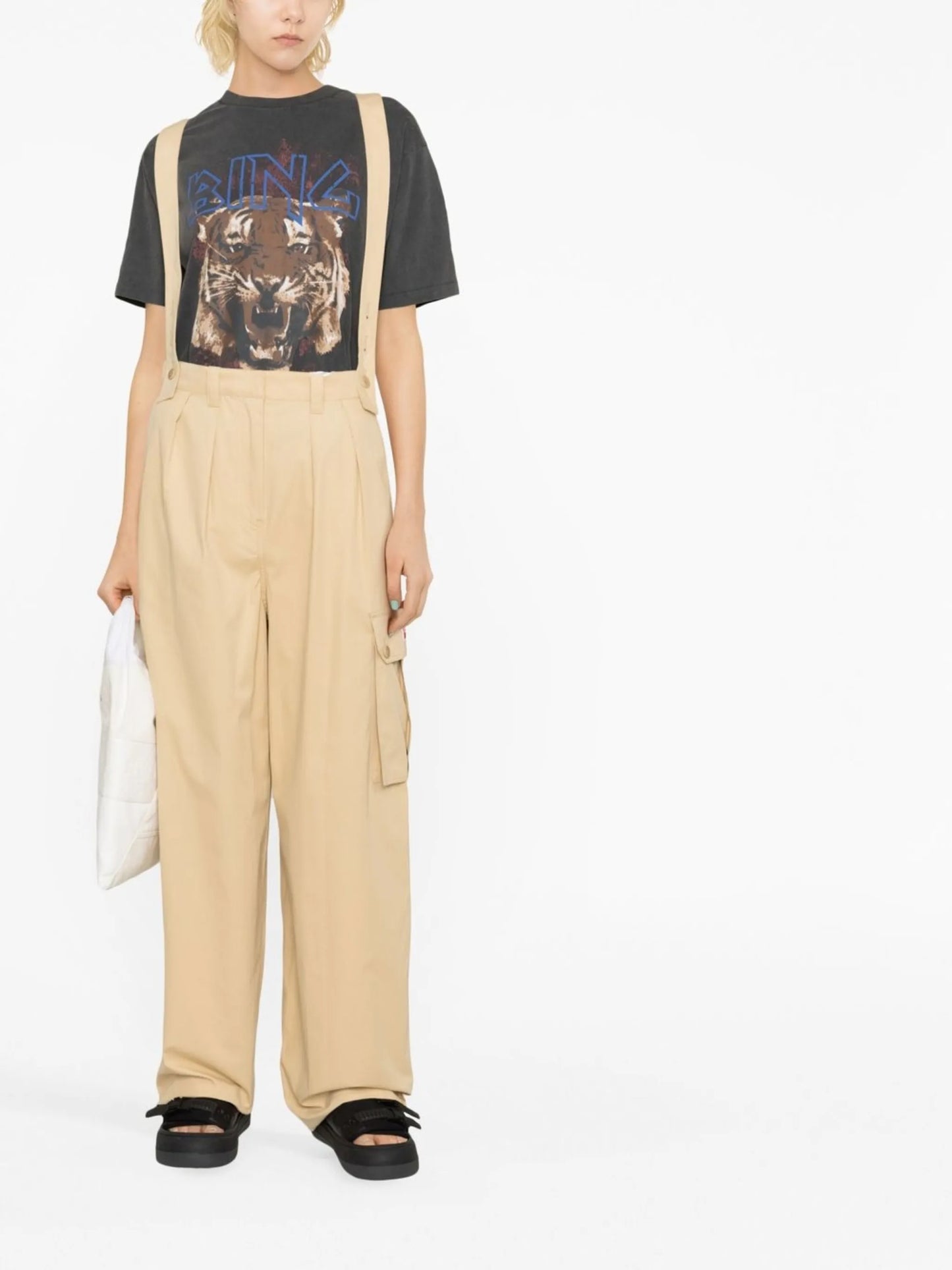 straight-leg braces cargo trousers