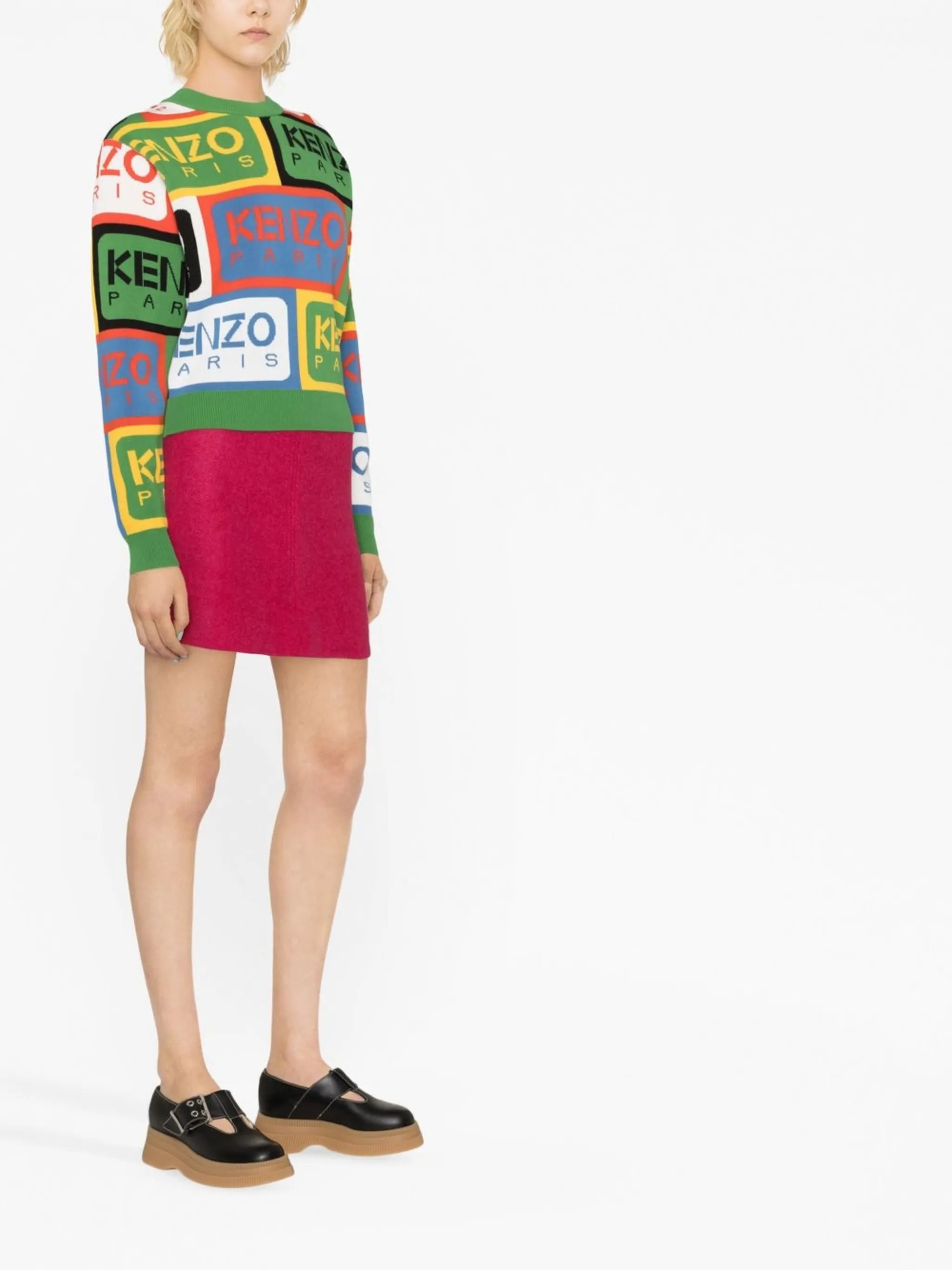 logo-intarsia crew-neck jumper