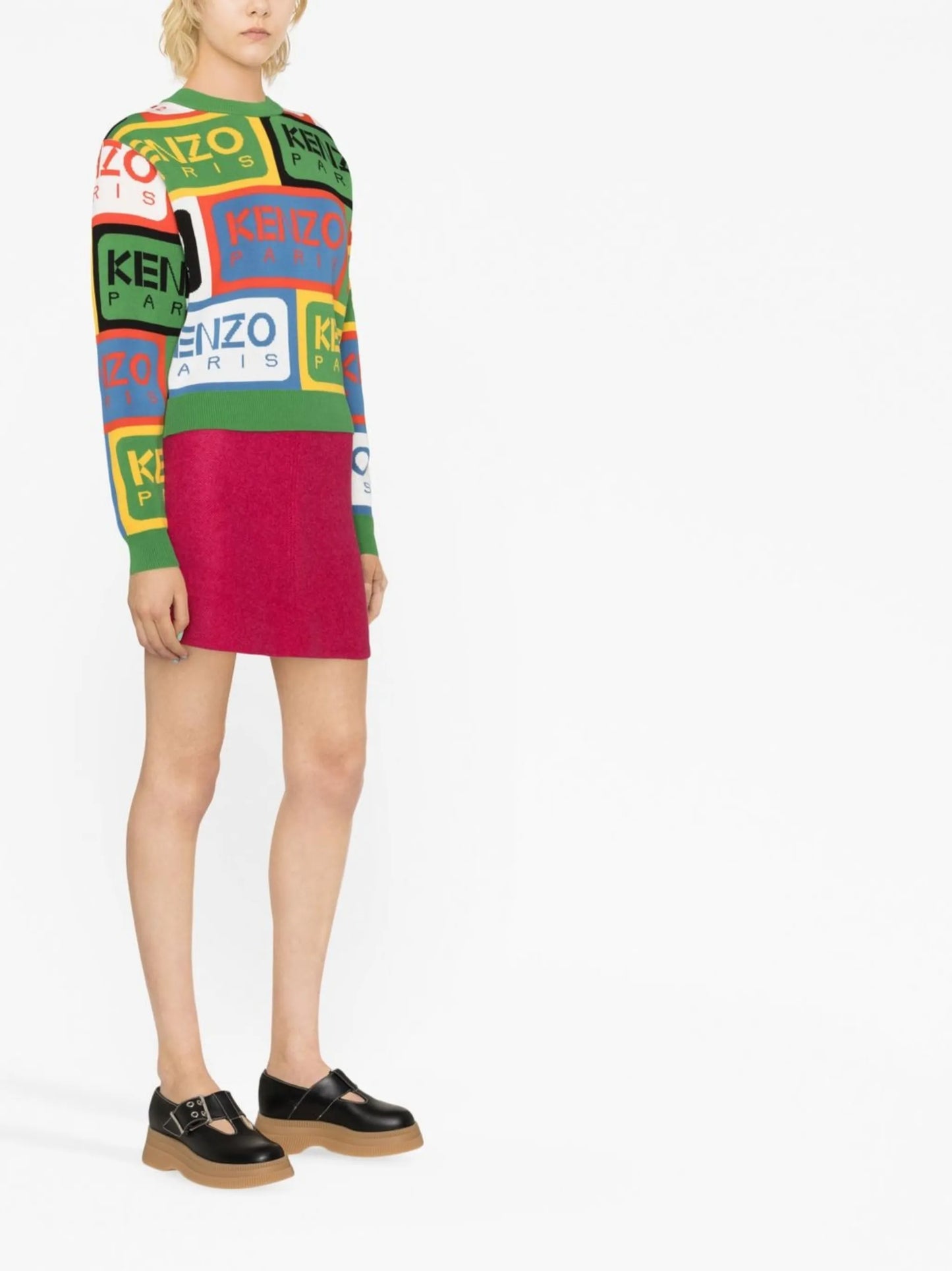 logo-intarsia crew-neck jumper