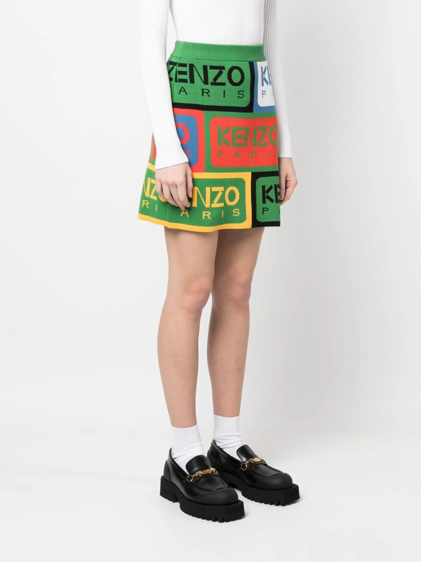 knitted logo-pattern mini skirt