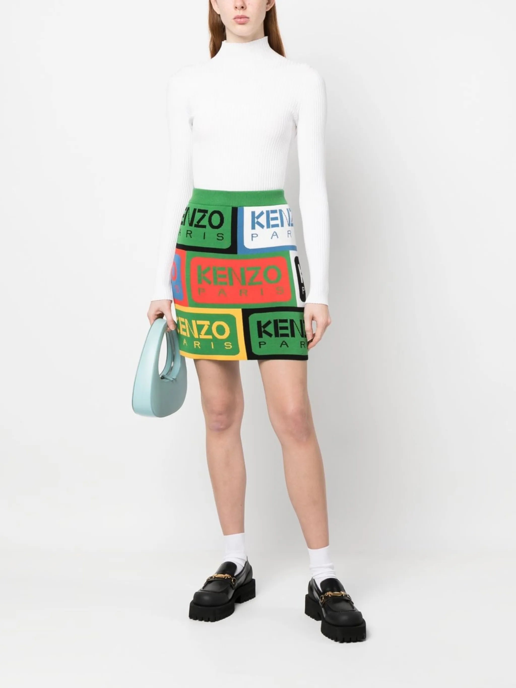 knitted logo-pattern mini skirt