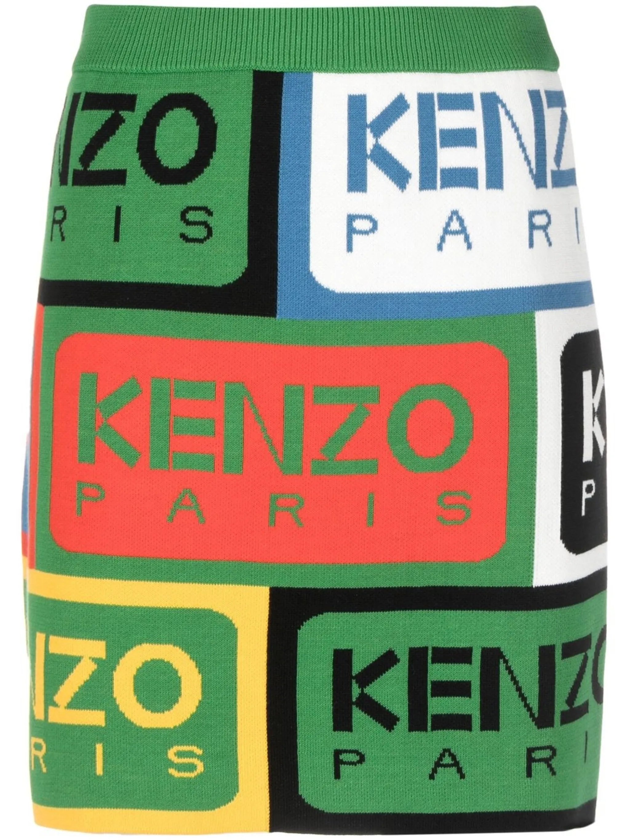 knitted logo-pattern mini skirt