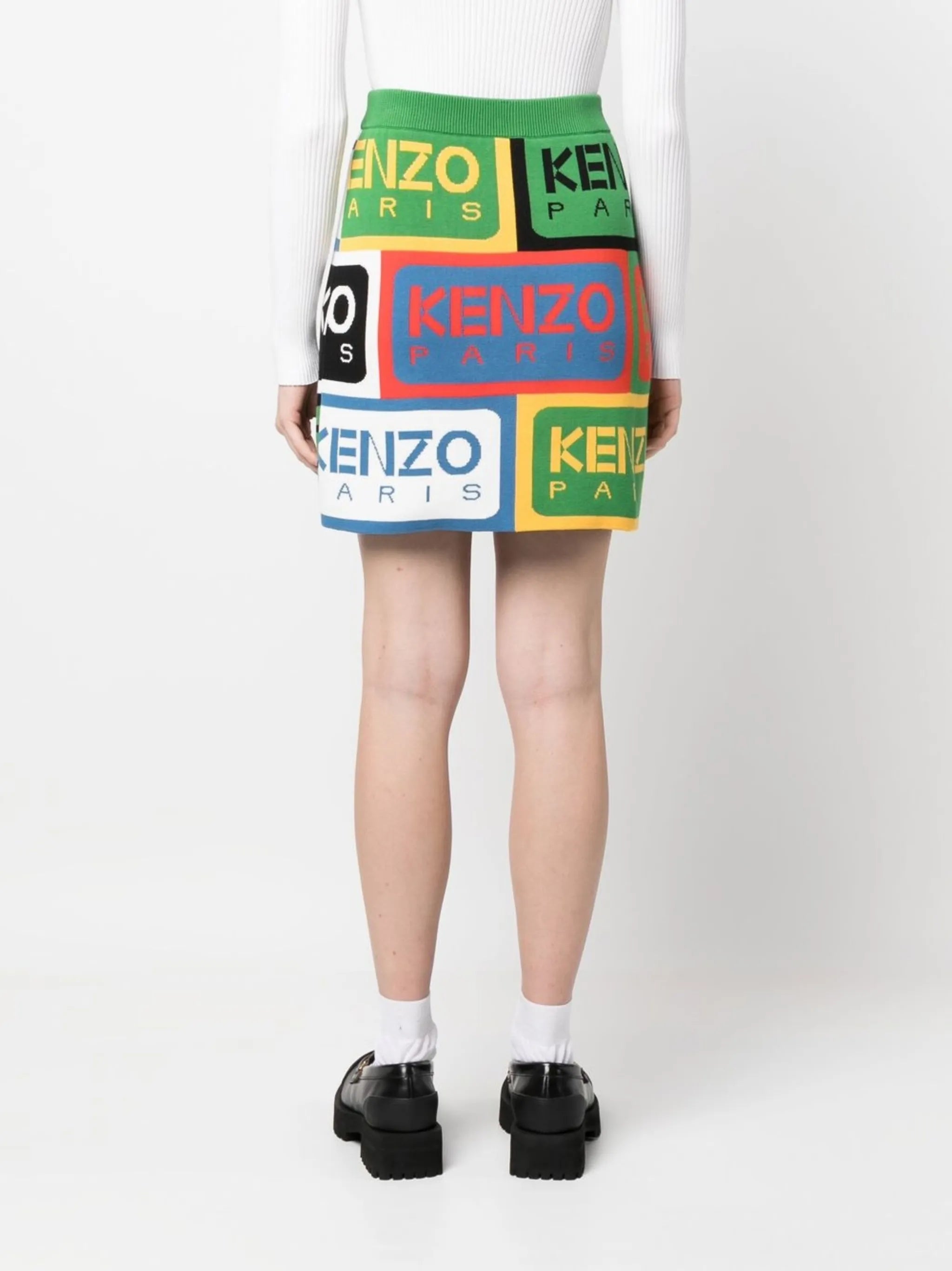 knitted logo-pattern mini skirt