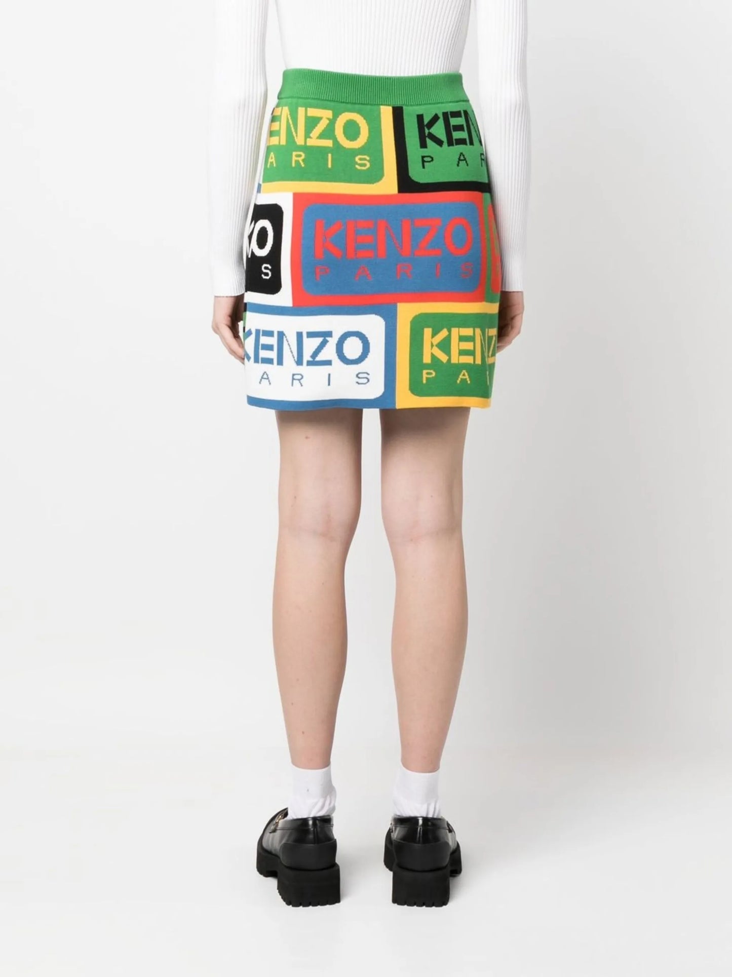 knitted logo-pattern mini skirt