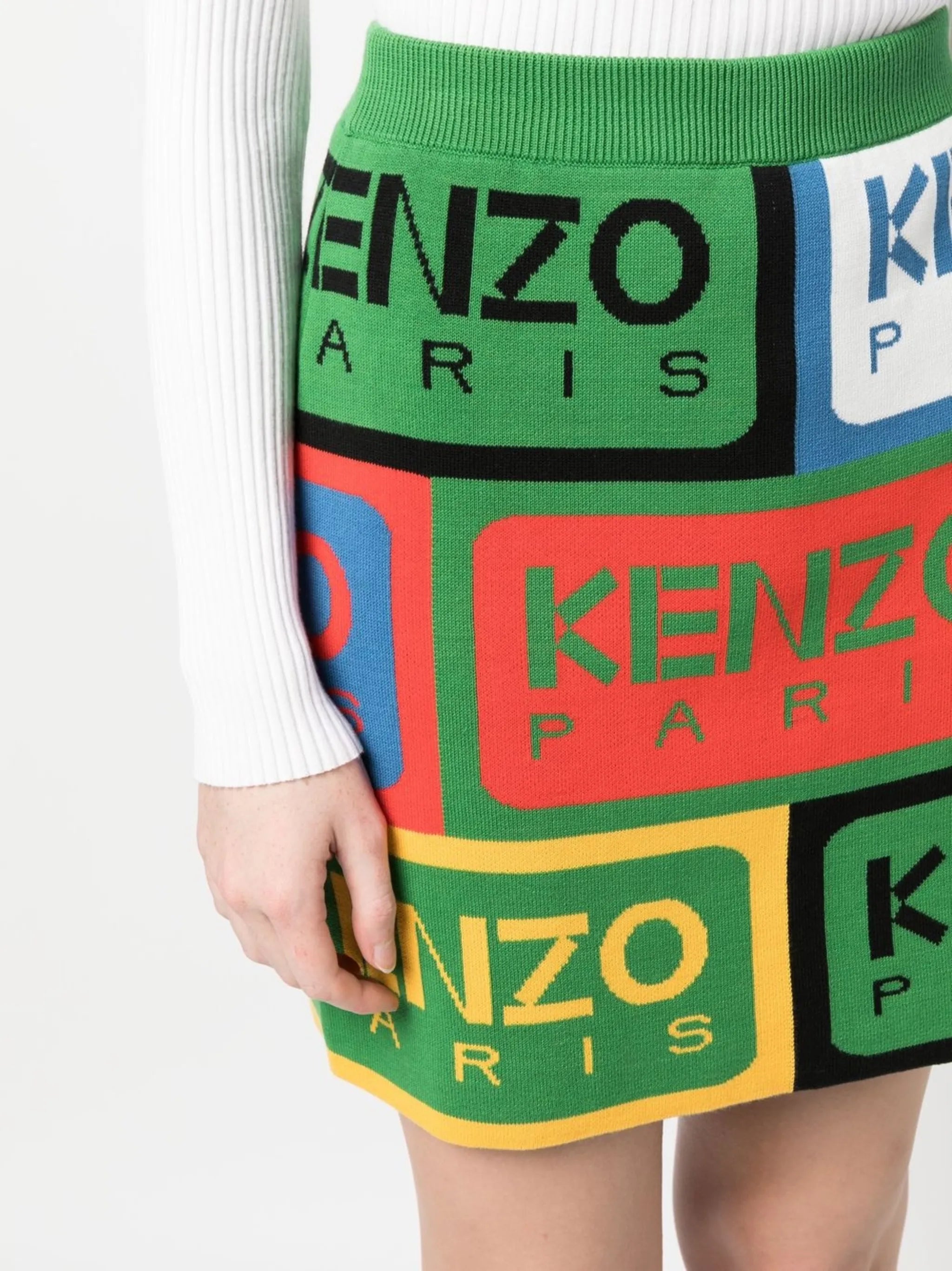 knitted logo-pattern mini skirt