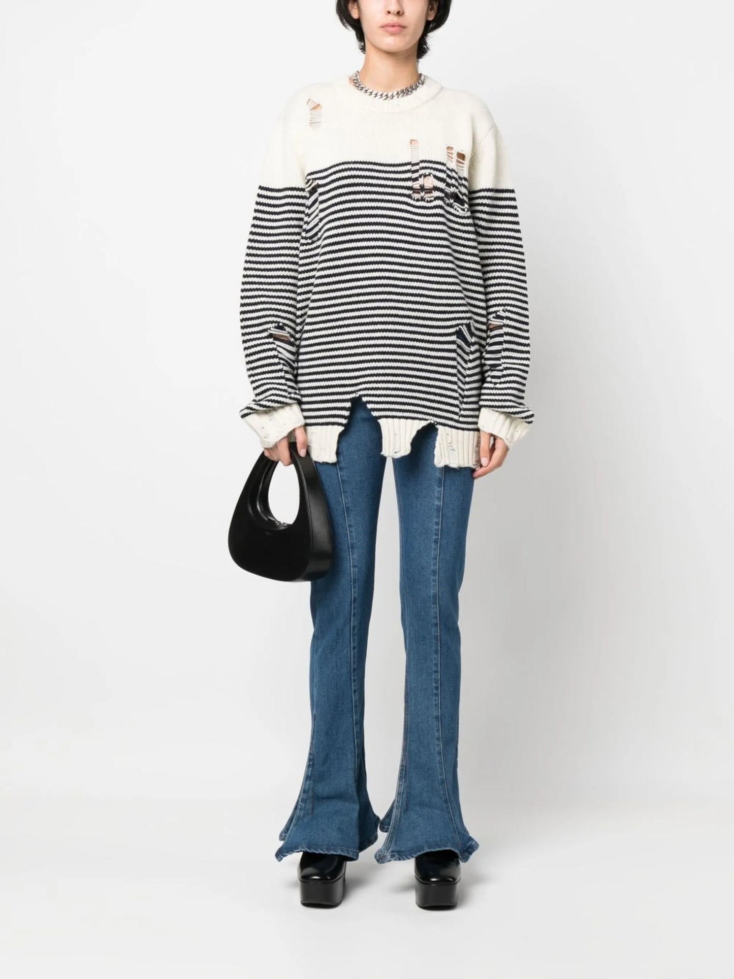 striped crew-neck jumper