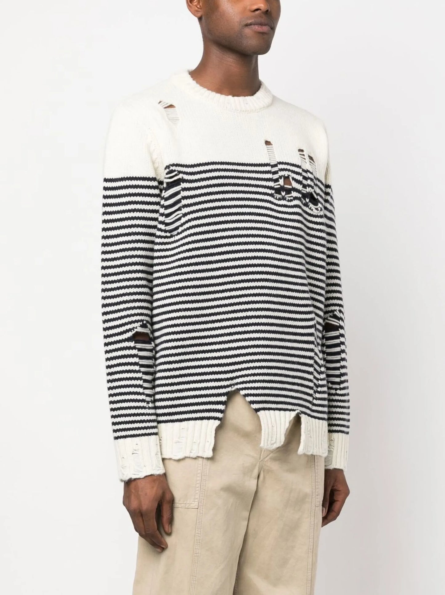 striped crew-neck jumper