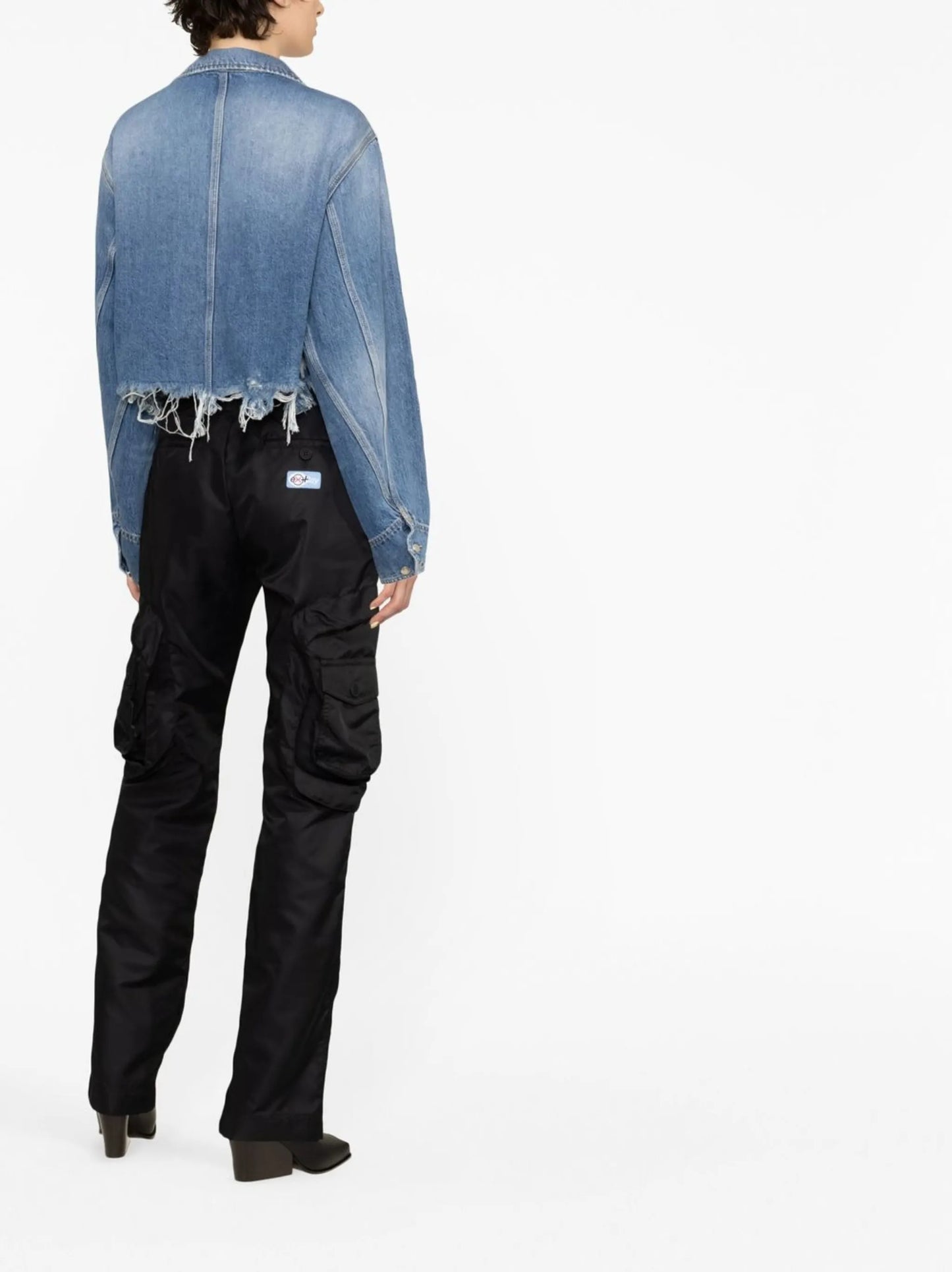 distressed-effect cropped denim jacket