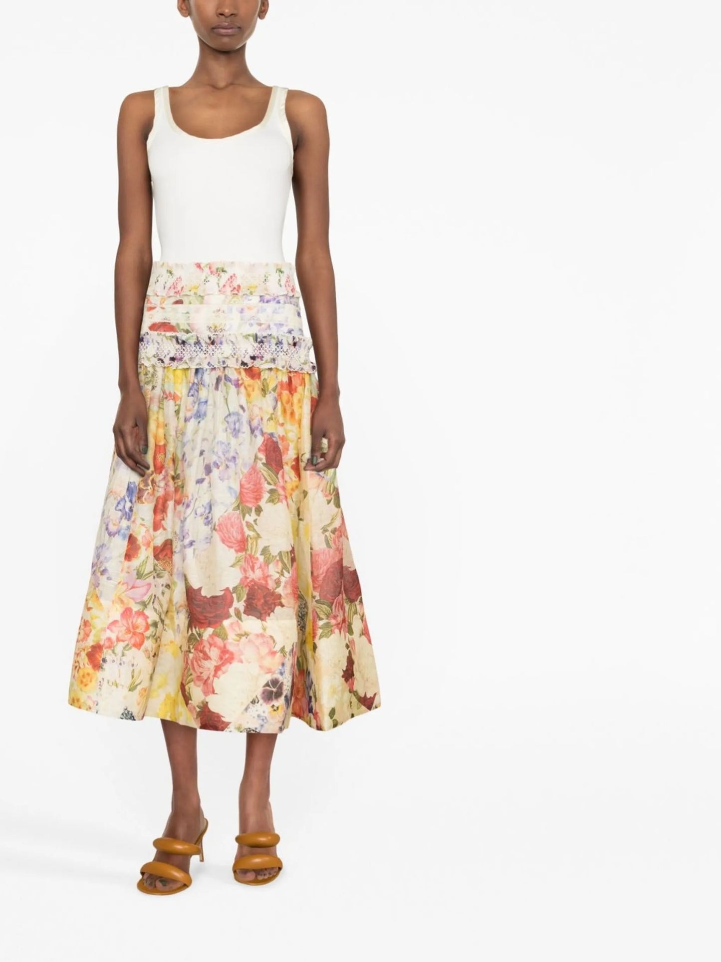 Wonderland smocked midi skirt