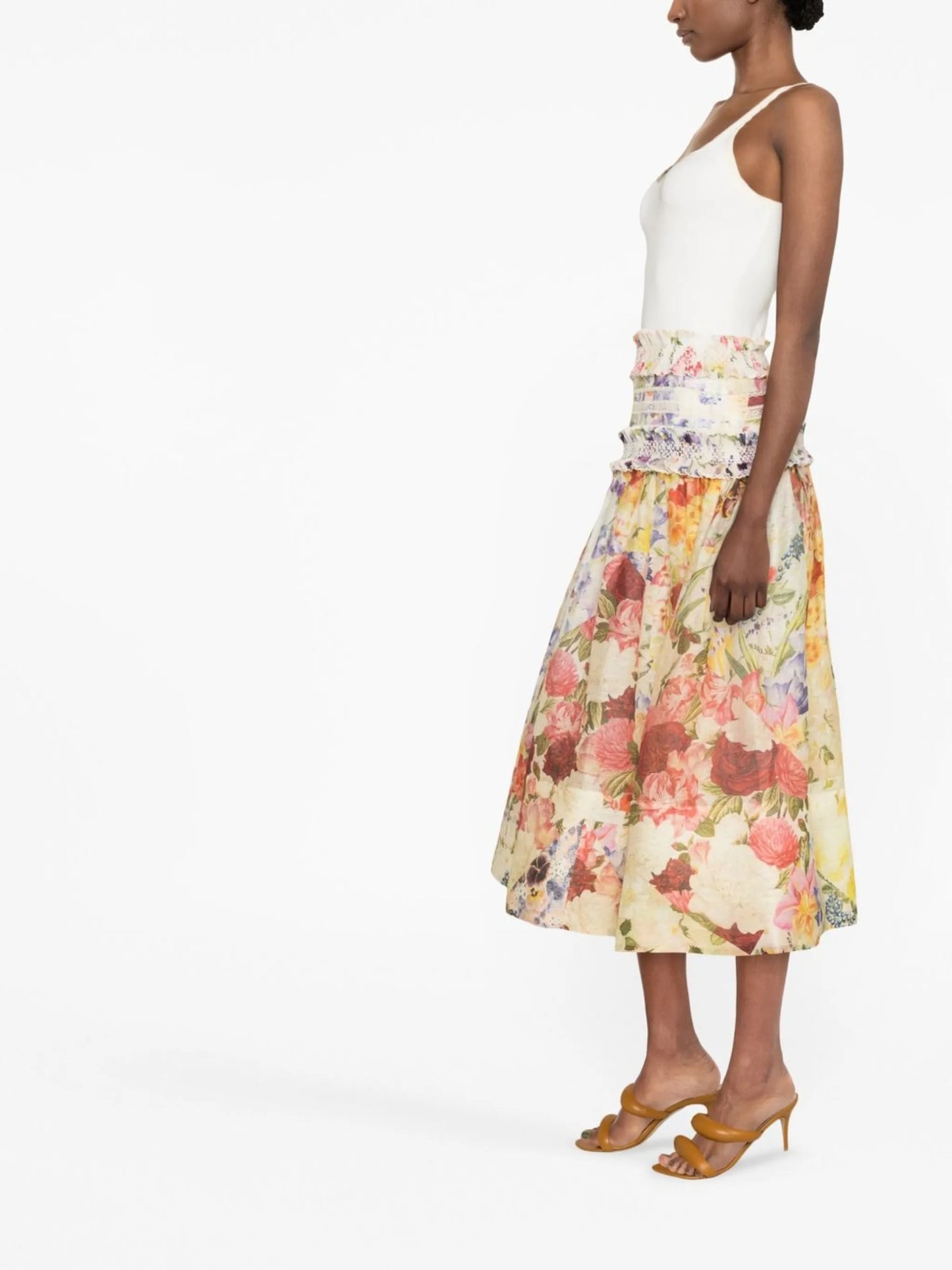 Wonderland smocked midi skirt