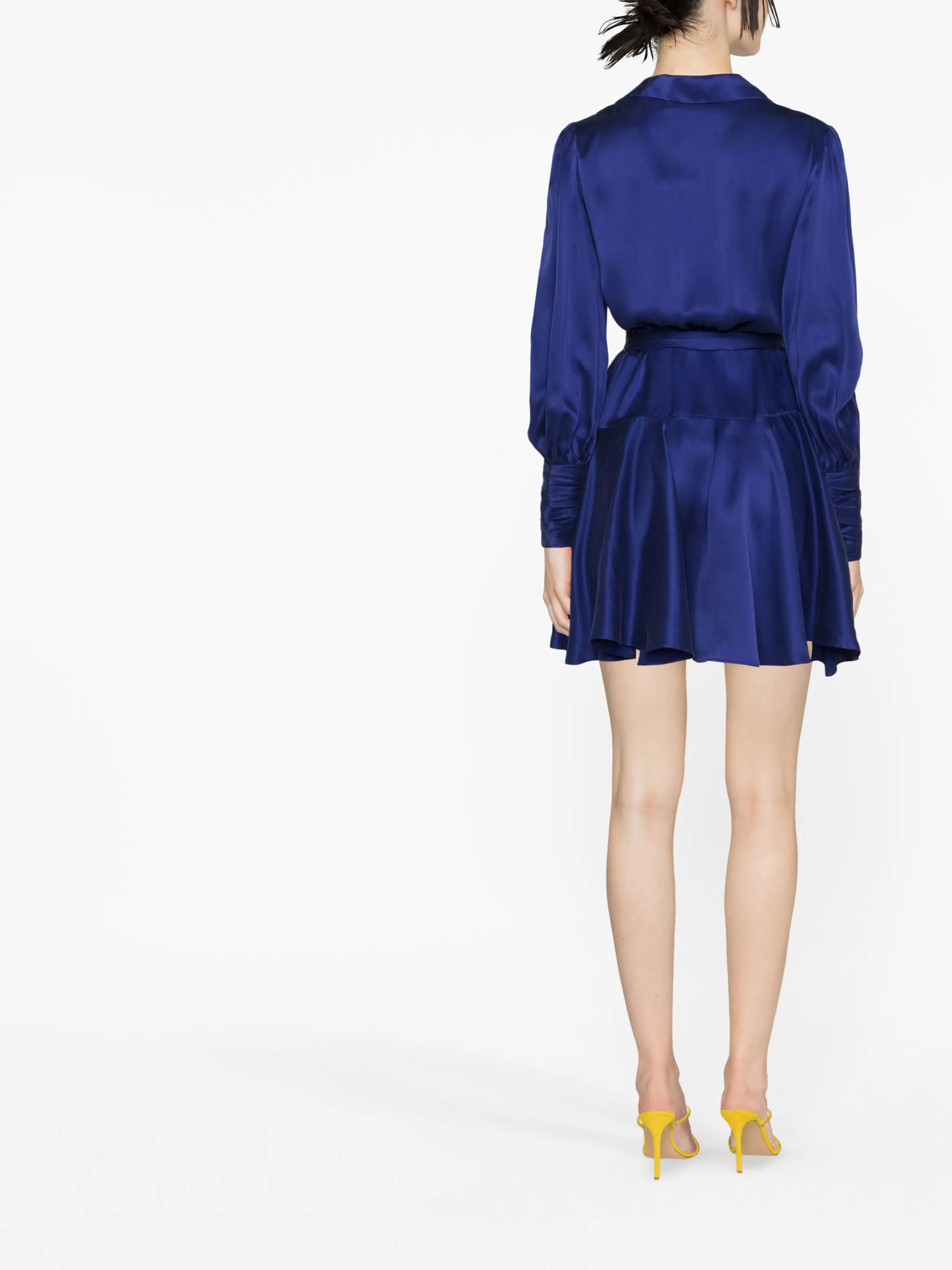 ZIMMERMANN Silk Wrap Mini Dress LS TIE FRNT LAPIS BLUE
