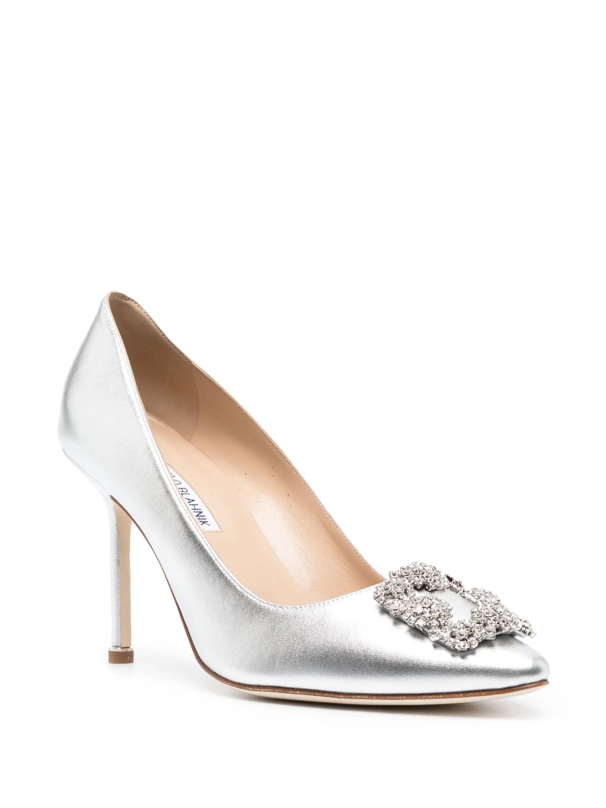 Hangisi 90mm crystal-buckle pumps
