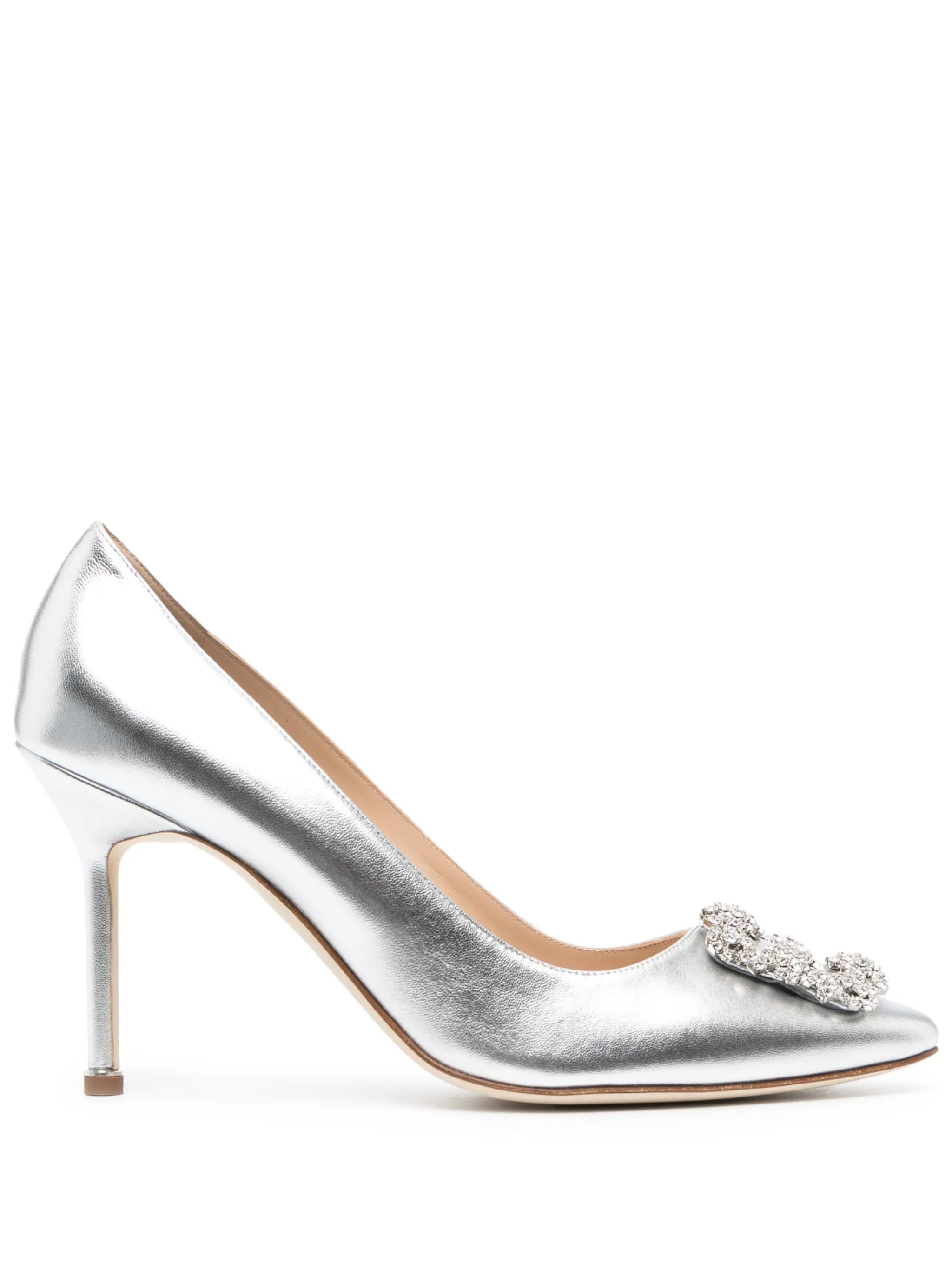 Hangisi 90mm crystal-buckle pumps