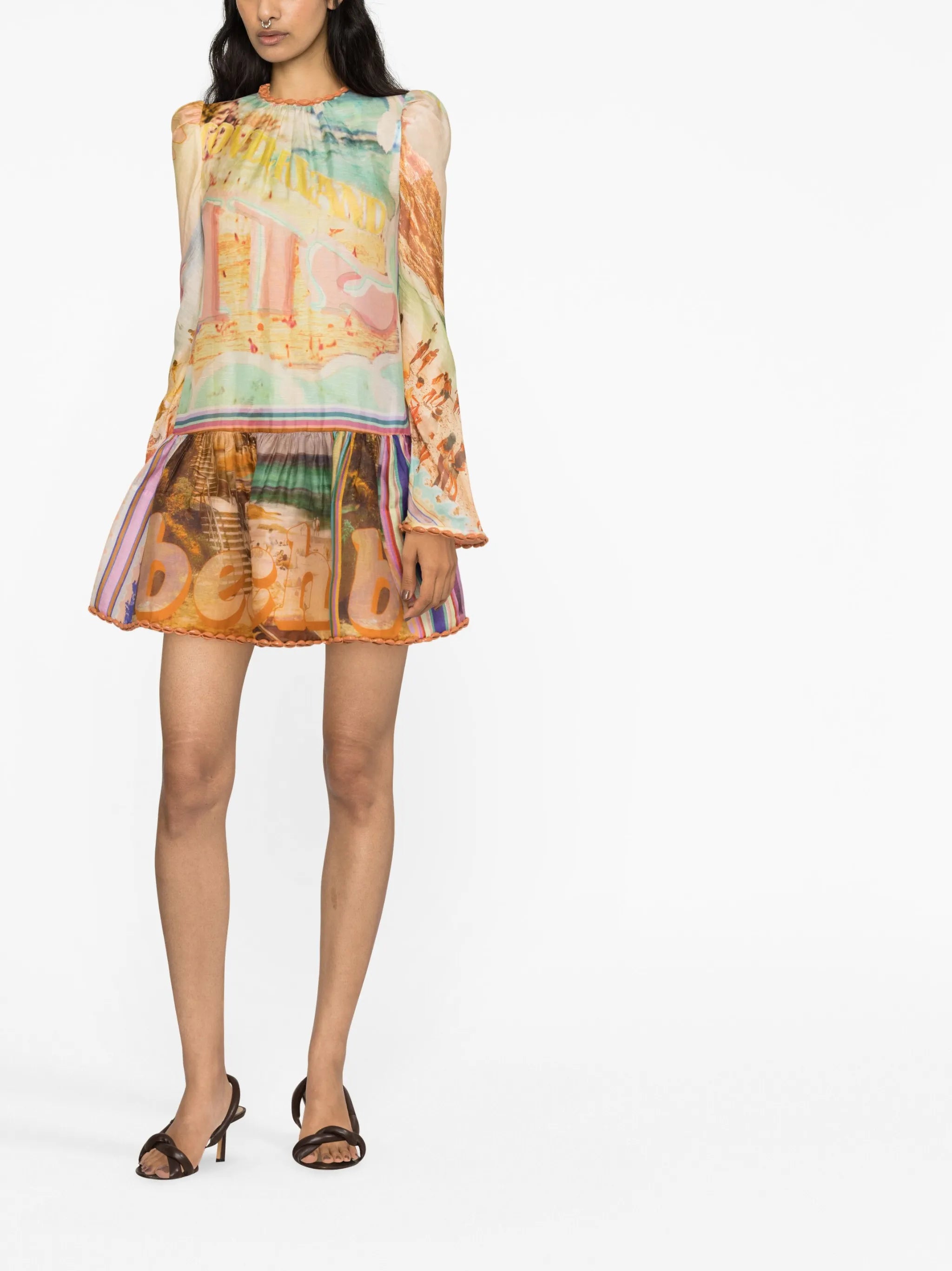Tama printed layered minidress