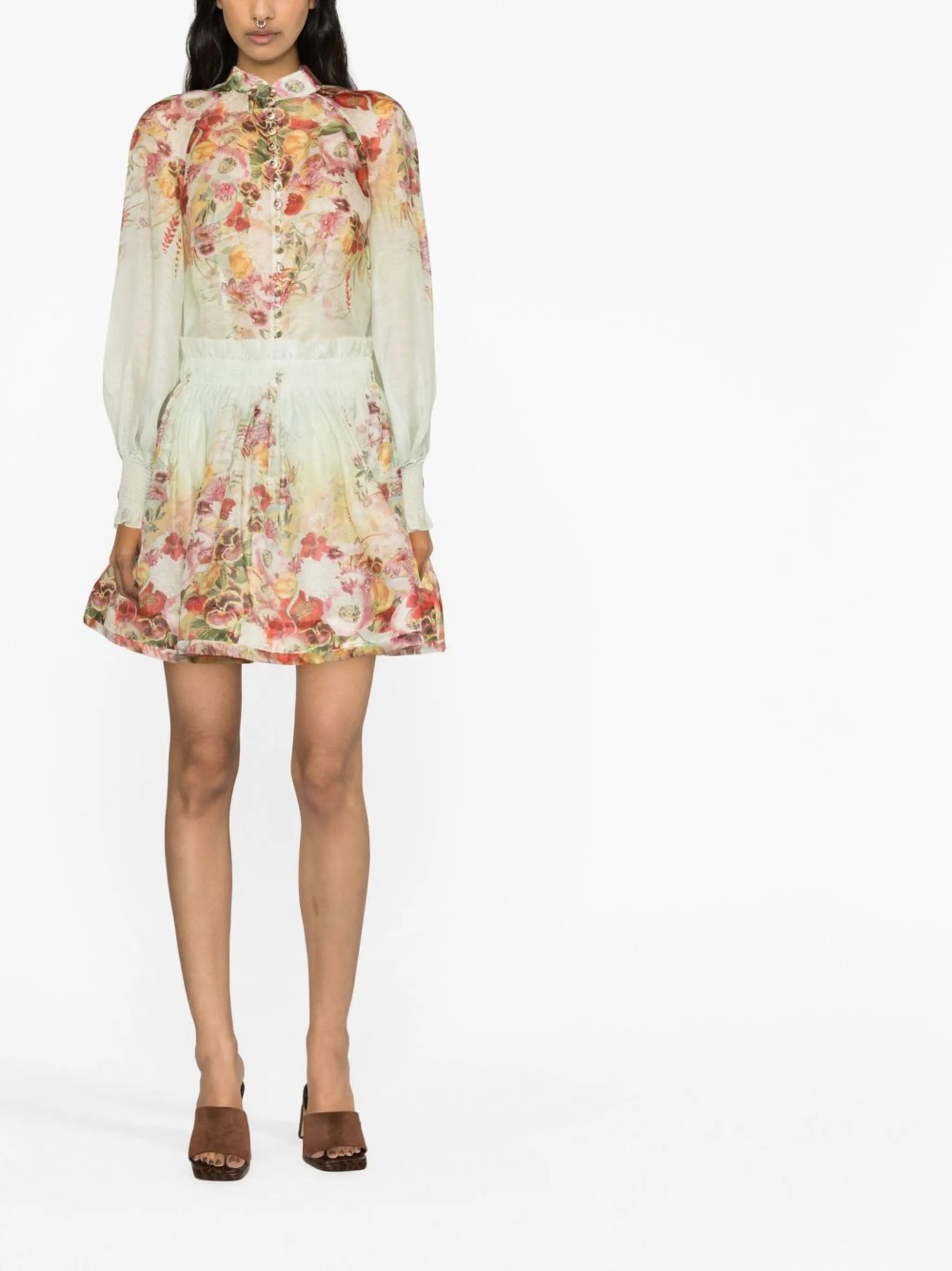 Wonderland floral-print blouse