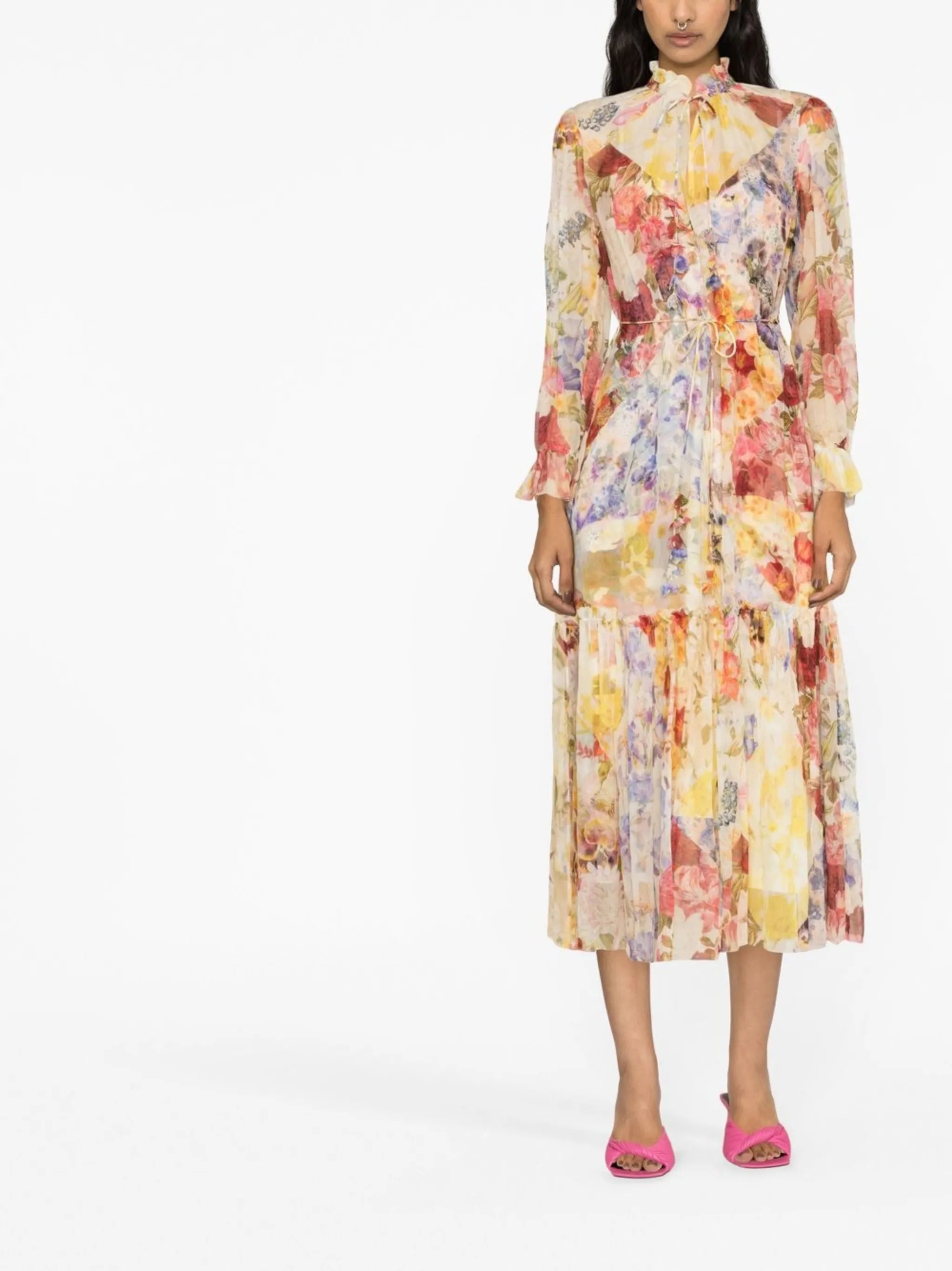 Wonderland floral-print silk midi dress