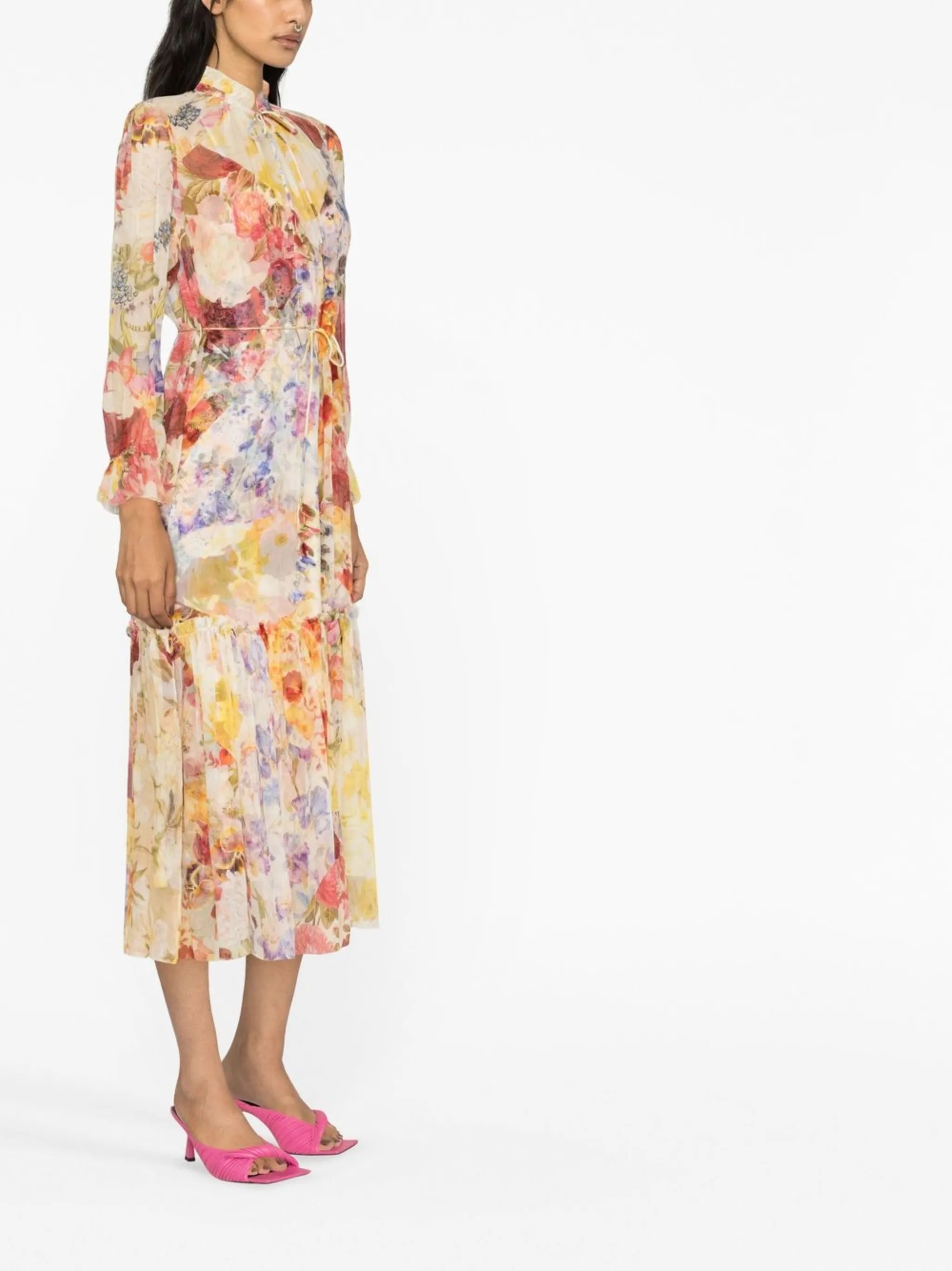 Wonderland floral-print silk midi dress
