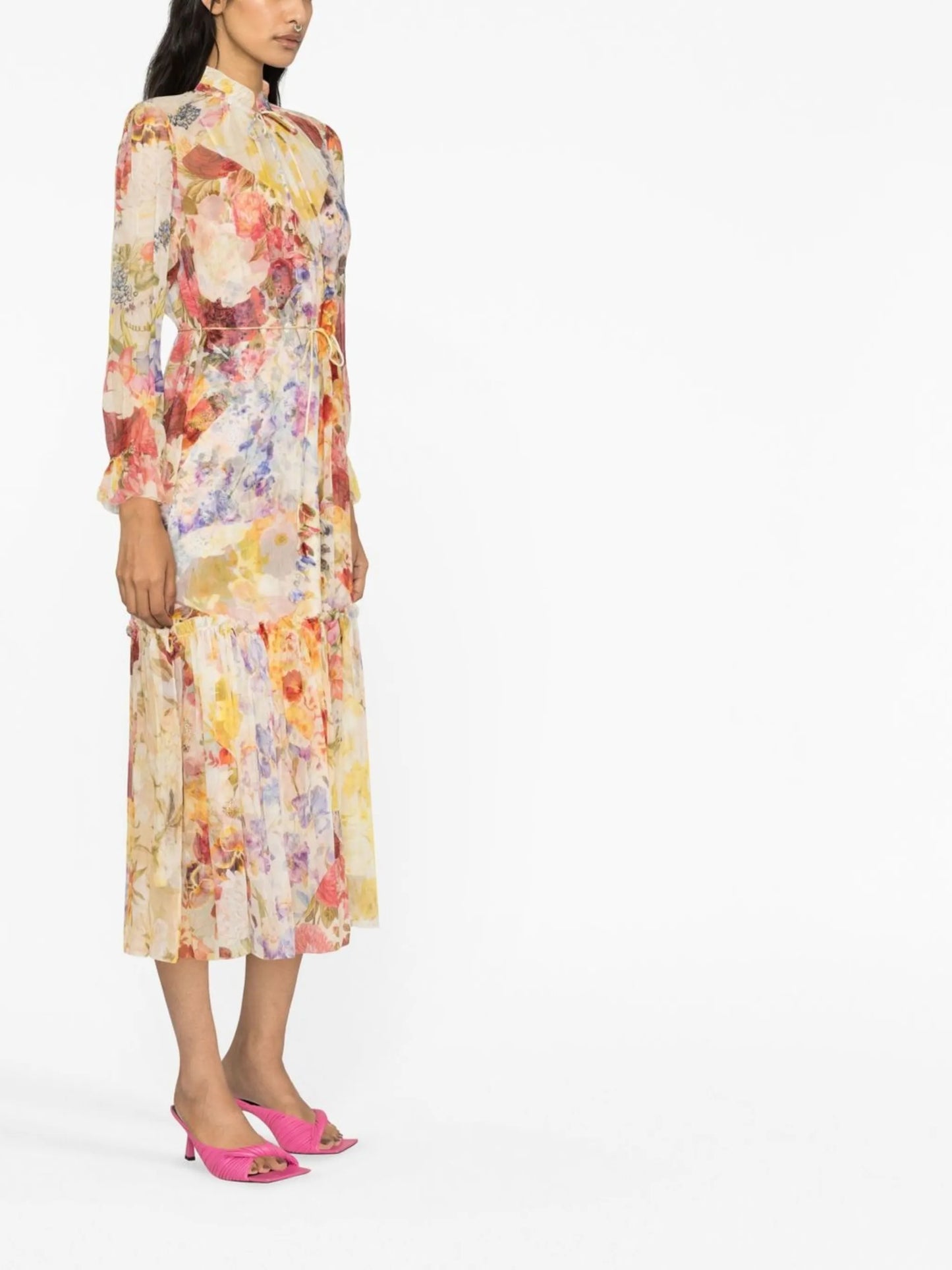 Wonderland floral-print silk midi dress