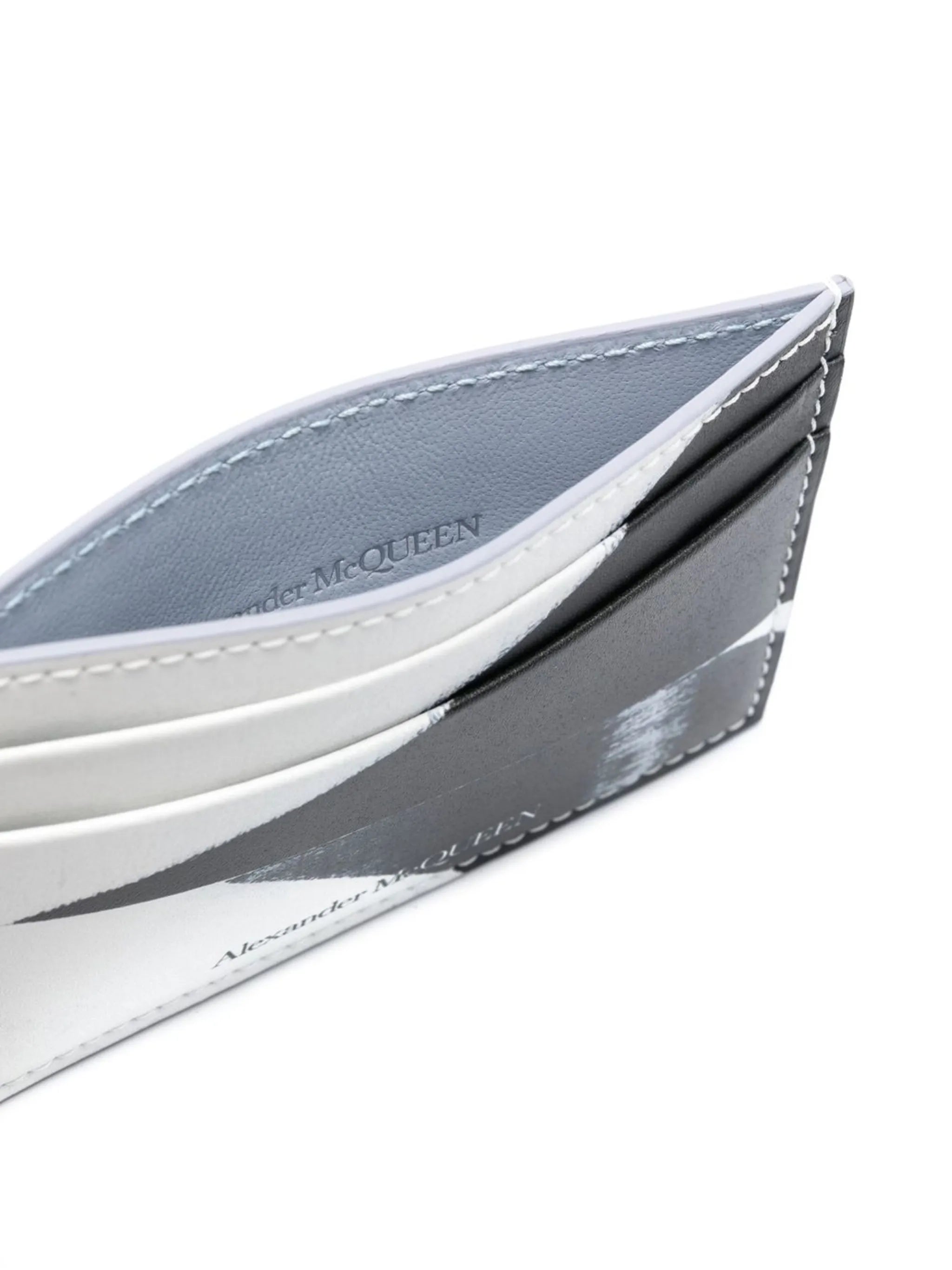 logo-print leather cardholder