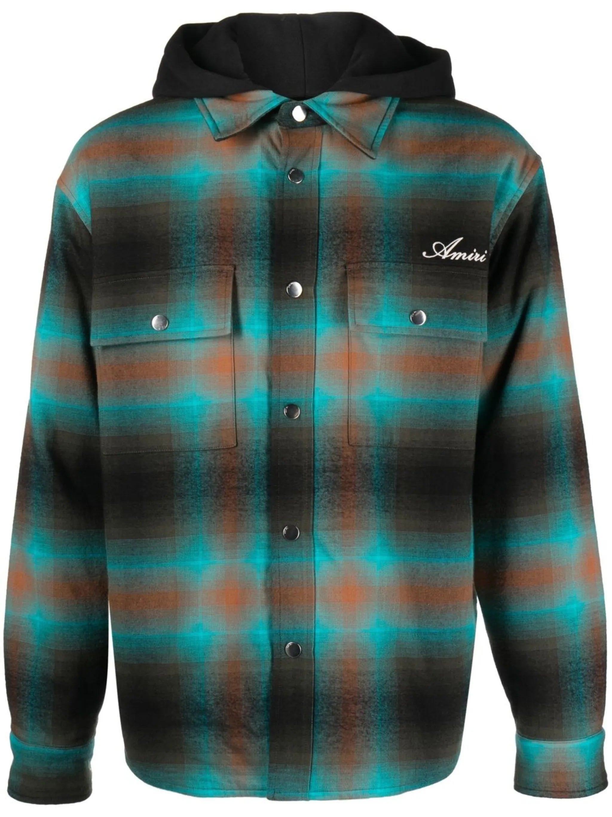 checked hooded shirt jacket