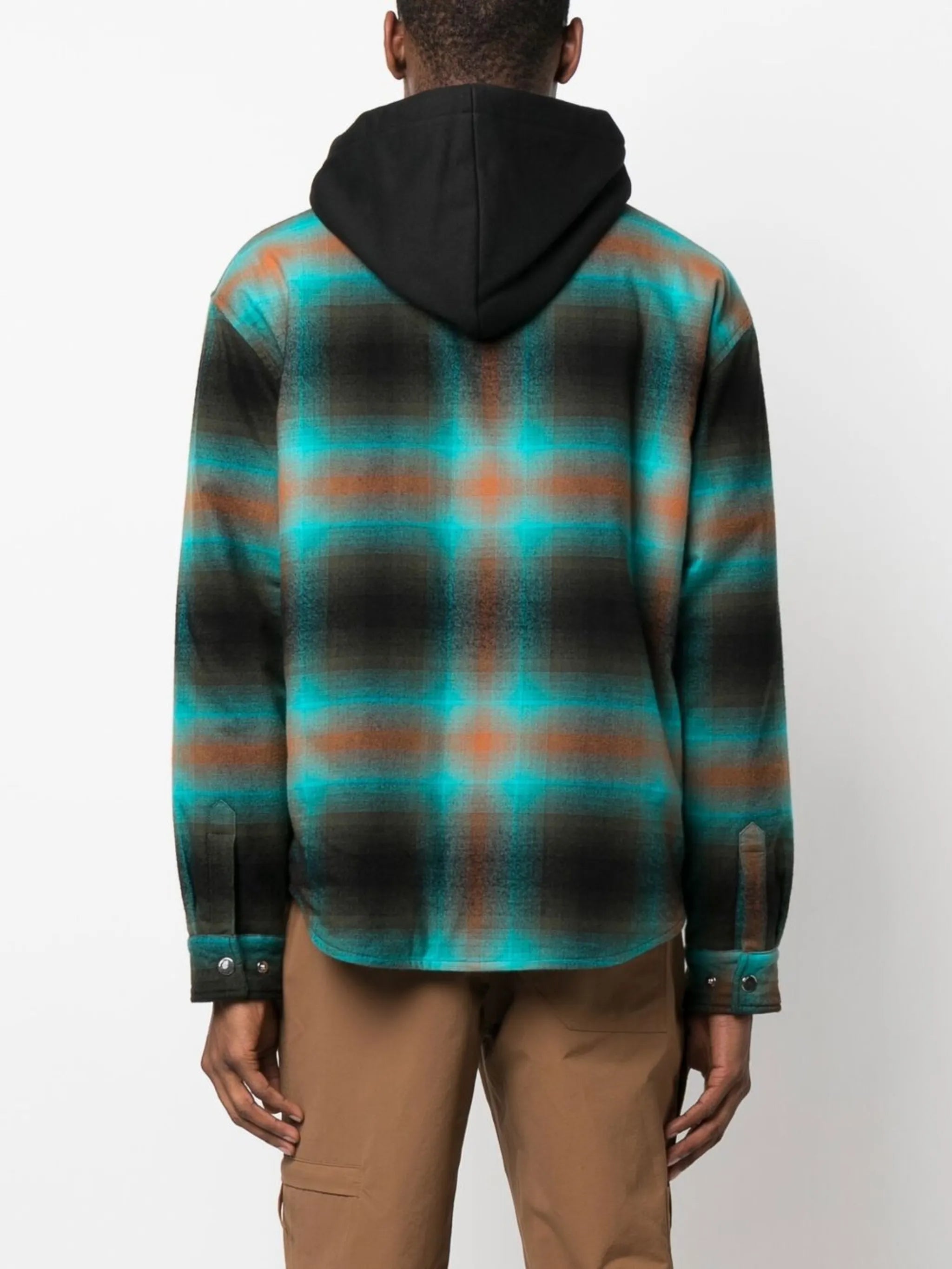 checked hooded shirt jacket